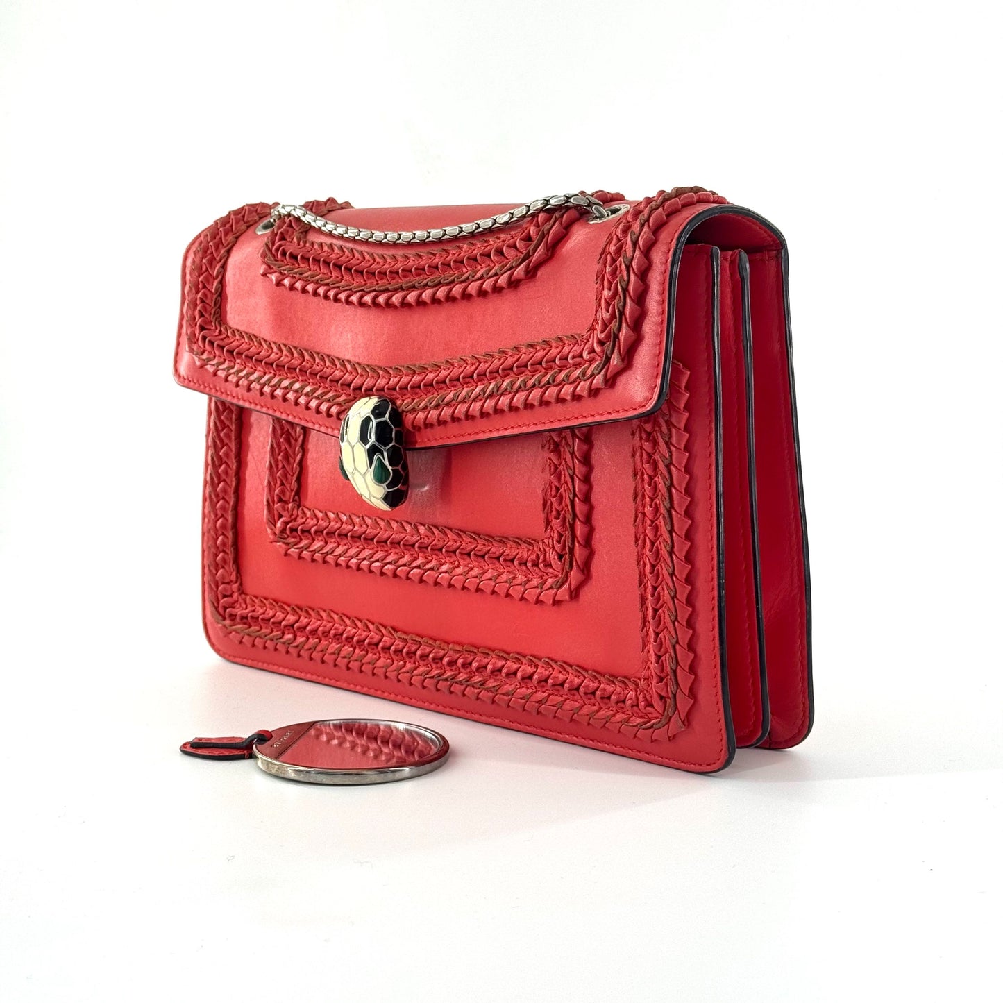 Bvlgari - Serpenti Forever Woven Chain Bag - Leather - Red - (medium)
