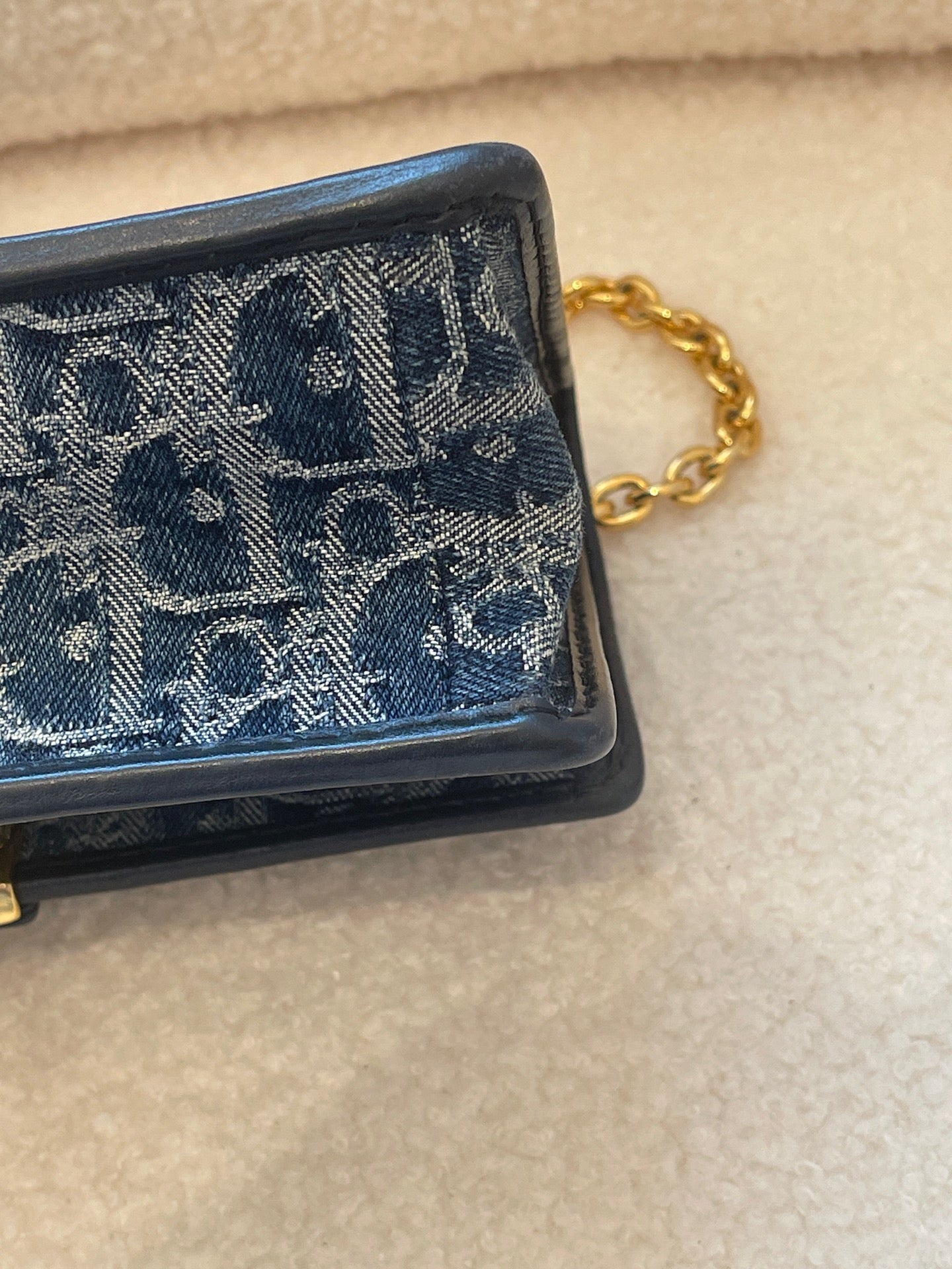 Dior - 30 Montaigne Small Denim - Denim with leather trim - Blue - (Small)