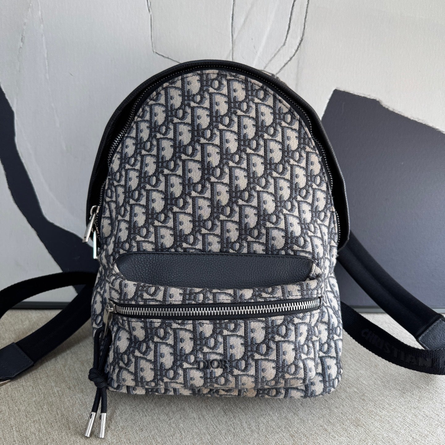 Dior - Rider Oblique Backpack Small - Dior Oblique jacquard canvas with leather trim - Grey, Beige and Black - (small)