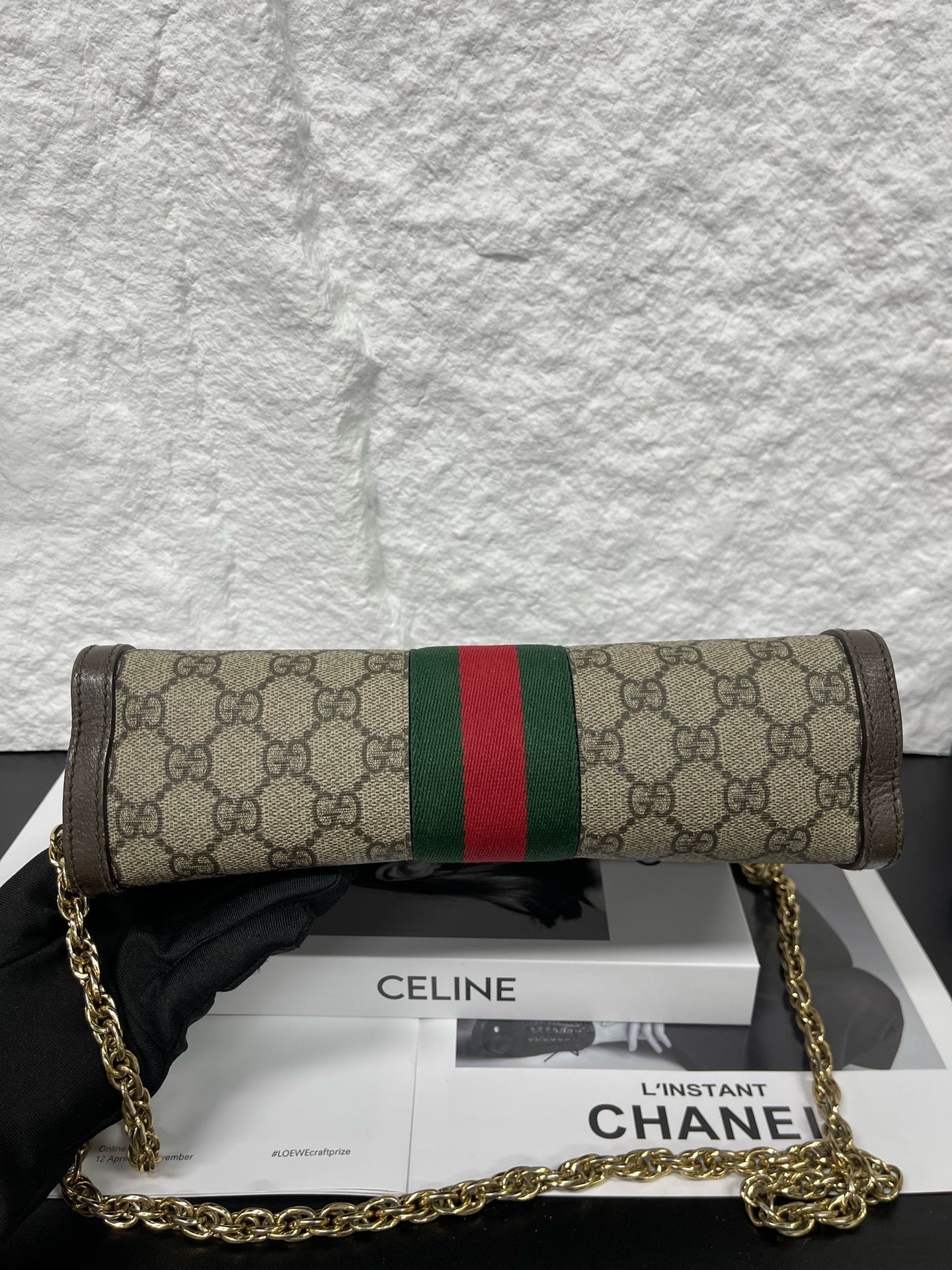 Gucci - Ophidia Small Chain Bag - GG Supreme coated canvas with leather trim - Beige - (small)