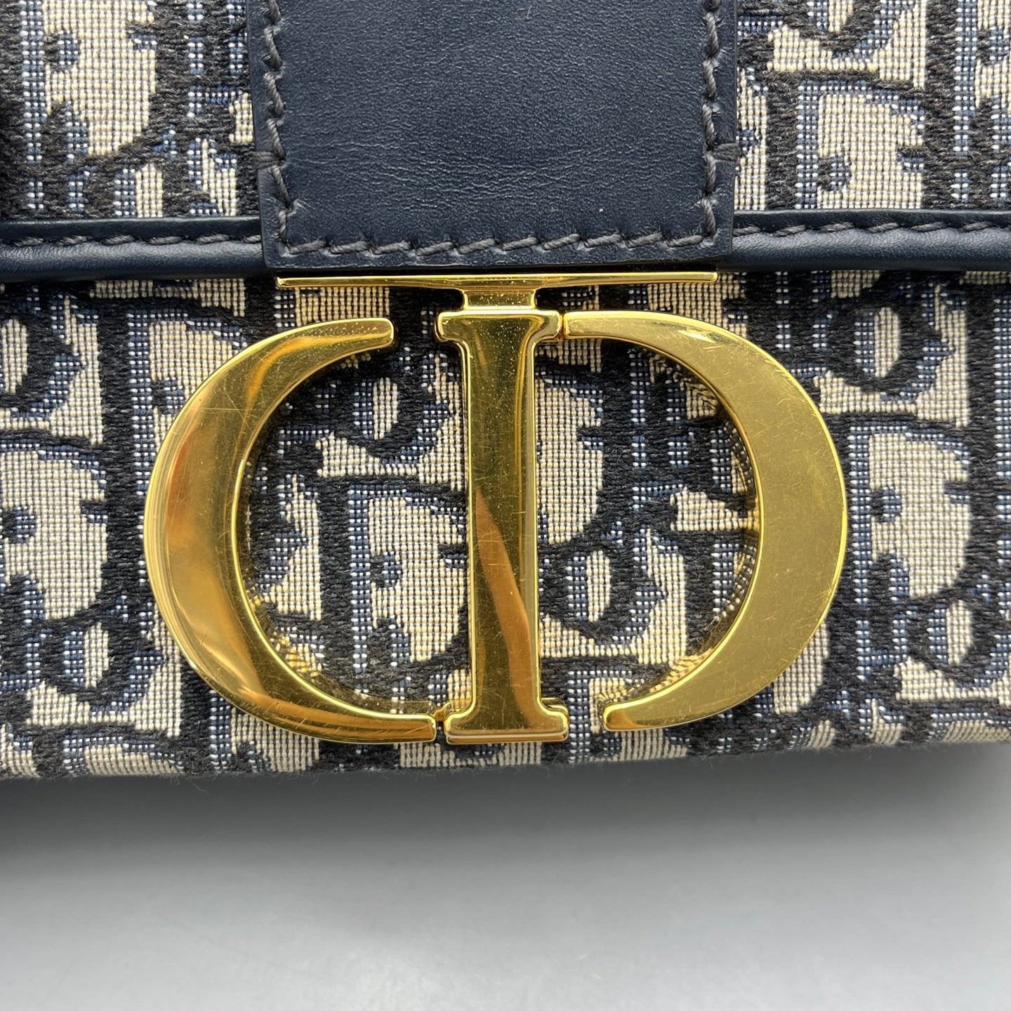 Dior - 30 Montaigne Mini - Dior Oblique canvas with leather trim - Blue - (mini)