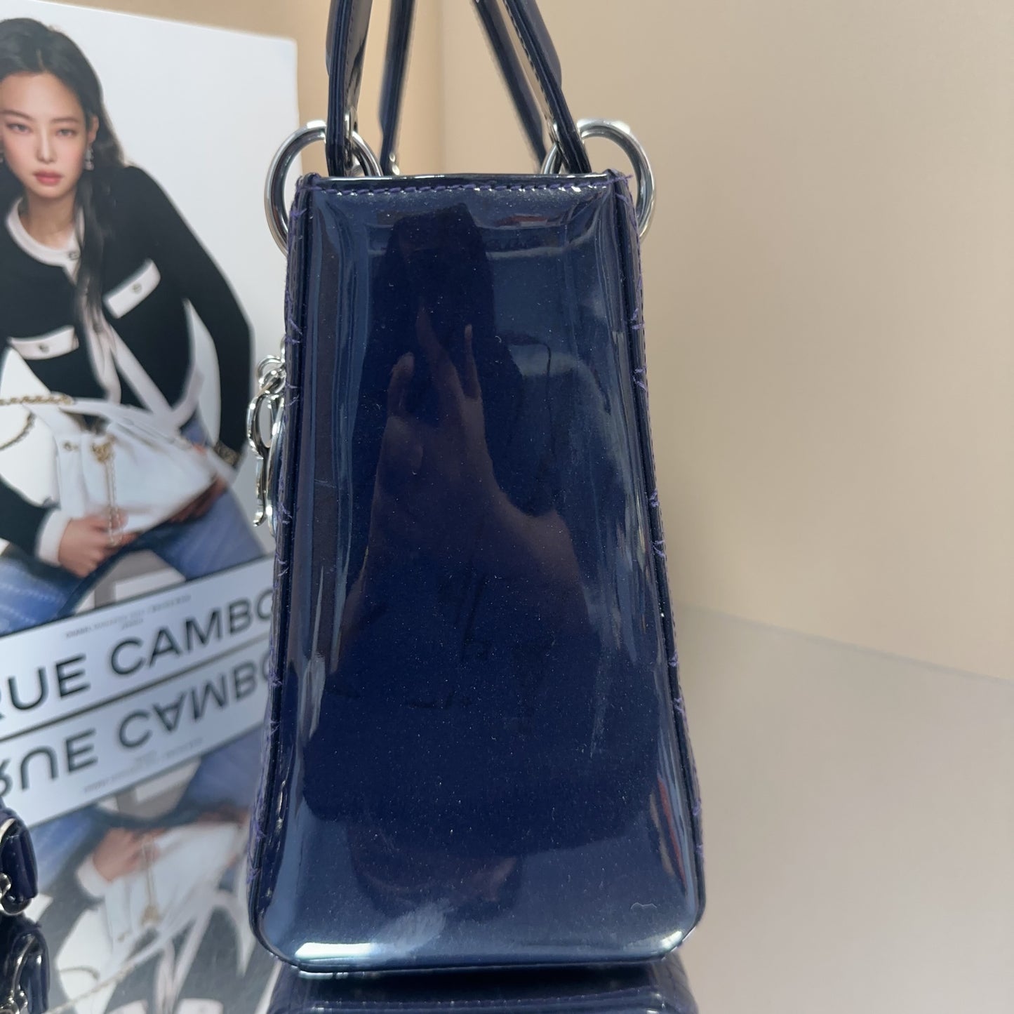 Dior - Lady Dior - Patent leather - Navy - (medium)
