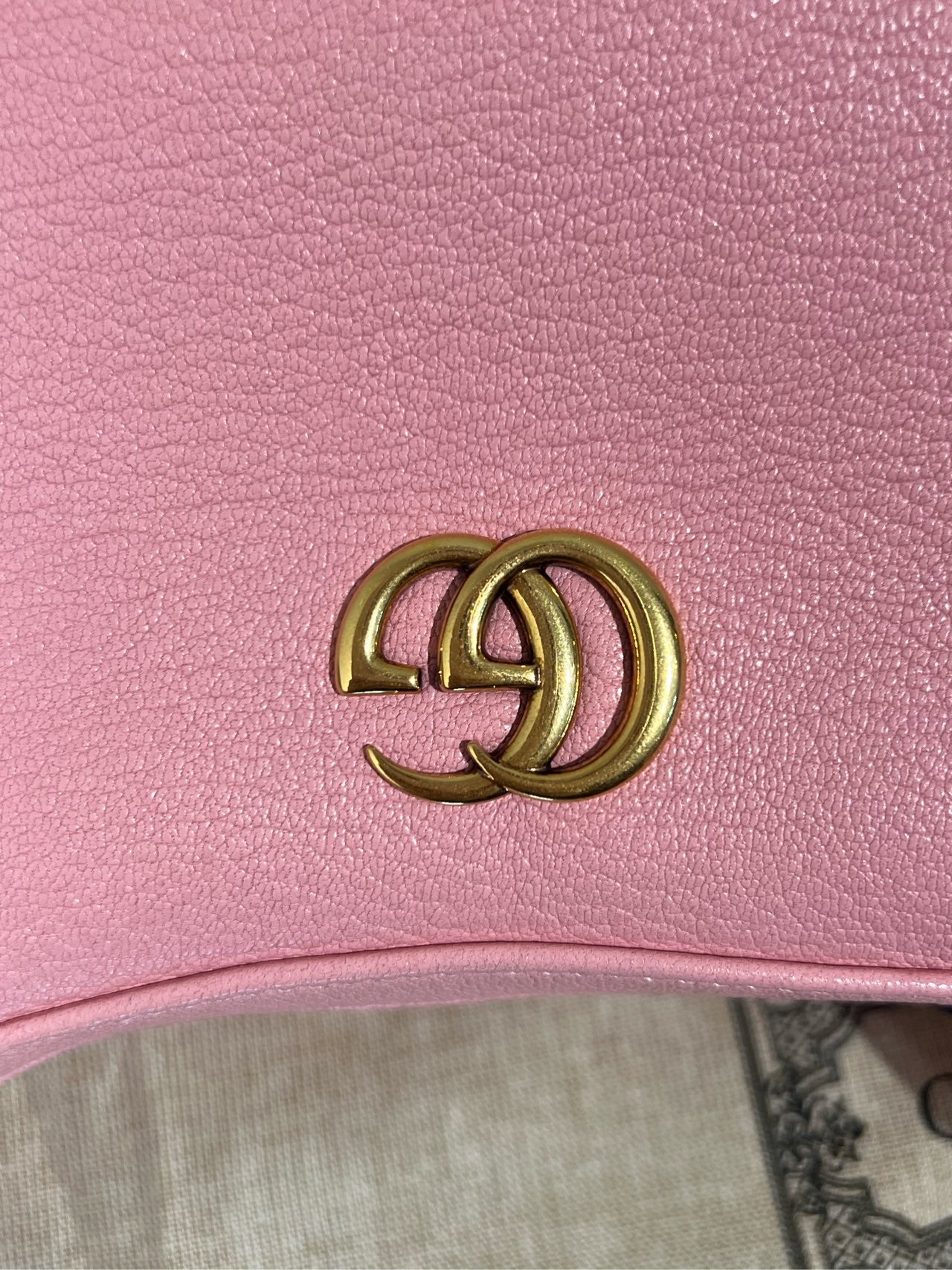Gucci - Aphrodite Small Hobo Bag with Double G - Grained leather - Pink - (small)