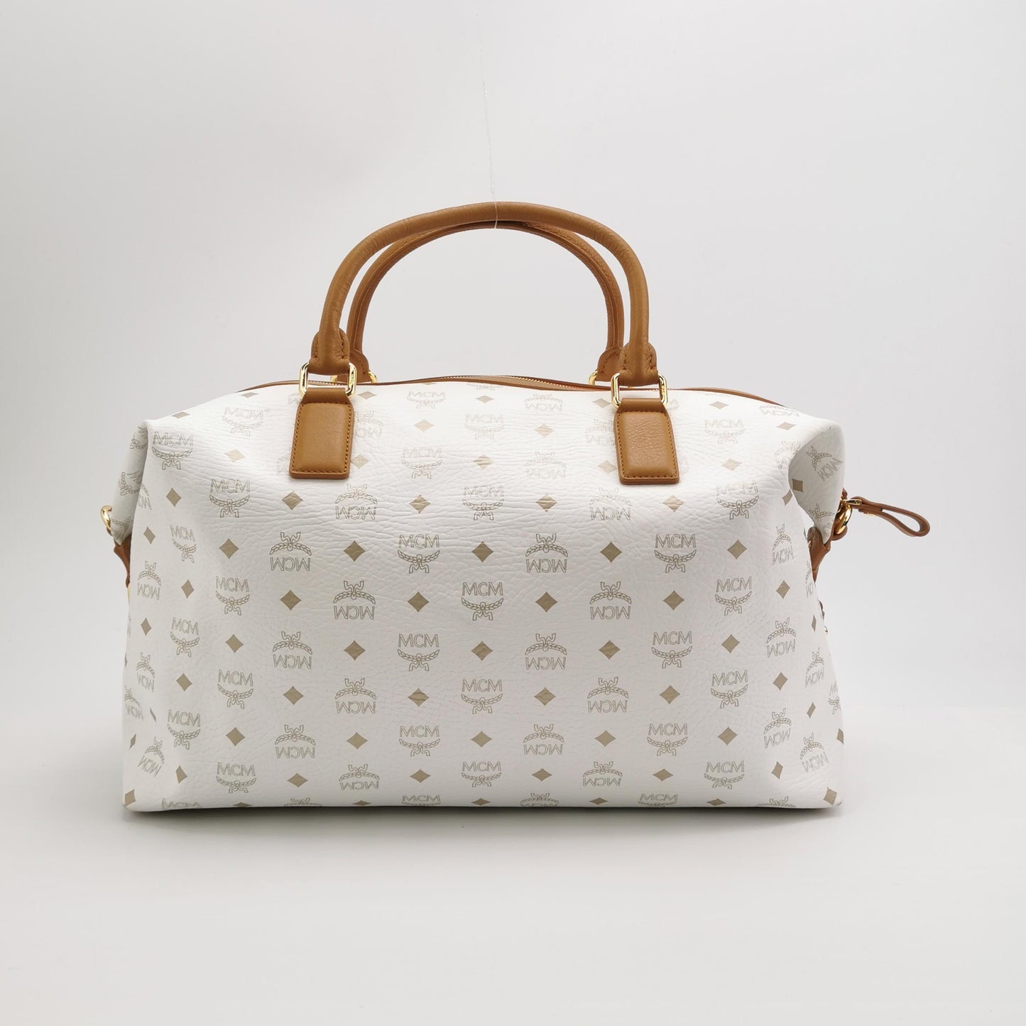 MCM - Visetos Boston Bag (M4002) - Coated canvas and leather - White - (large)