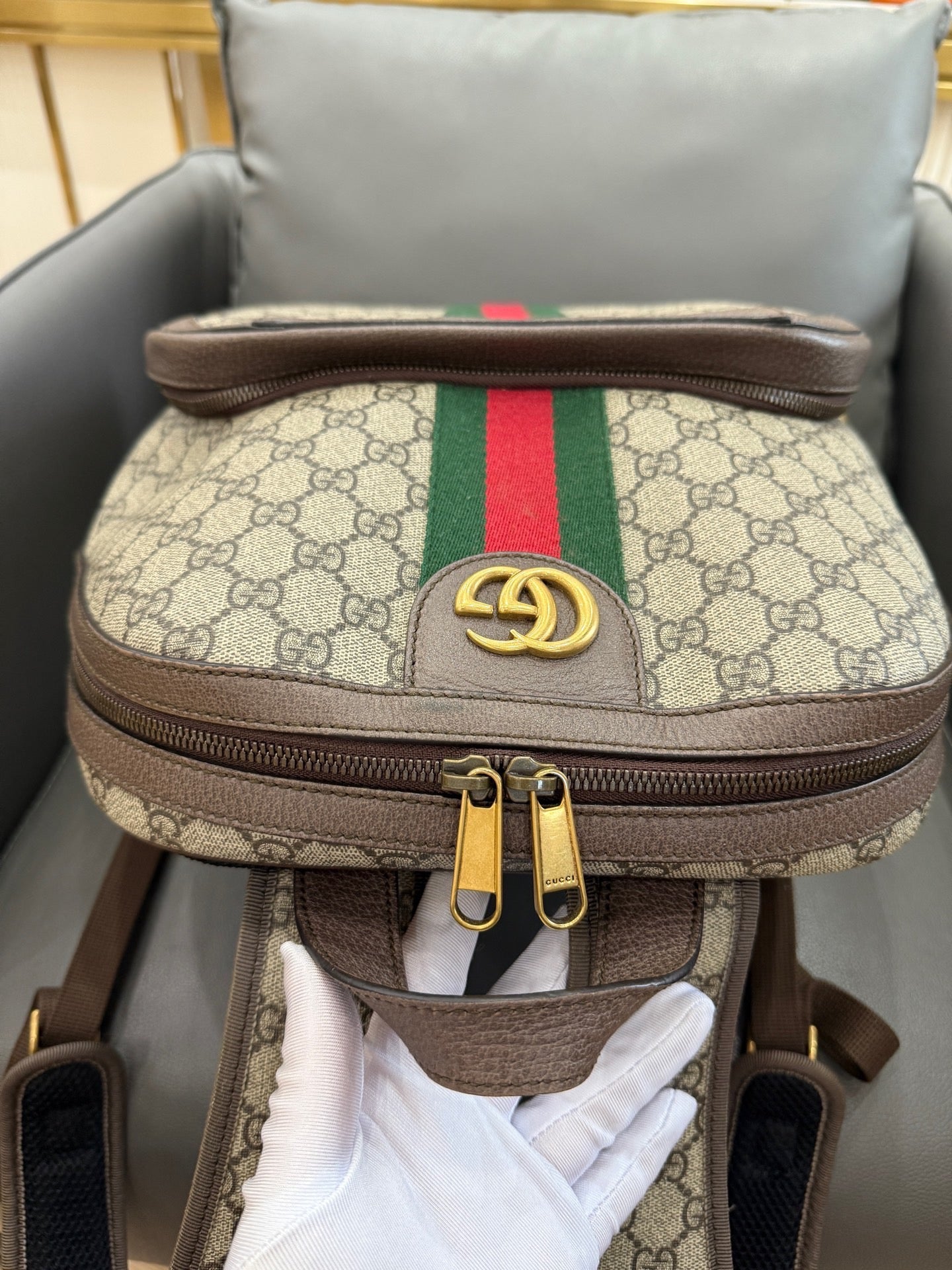 Gucci - Ophidia GG Supreme Canvas Backpack - GG Supreme canvas with leather trim - Brown - (medium)