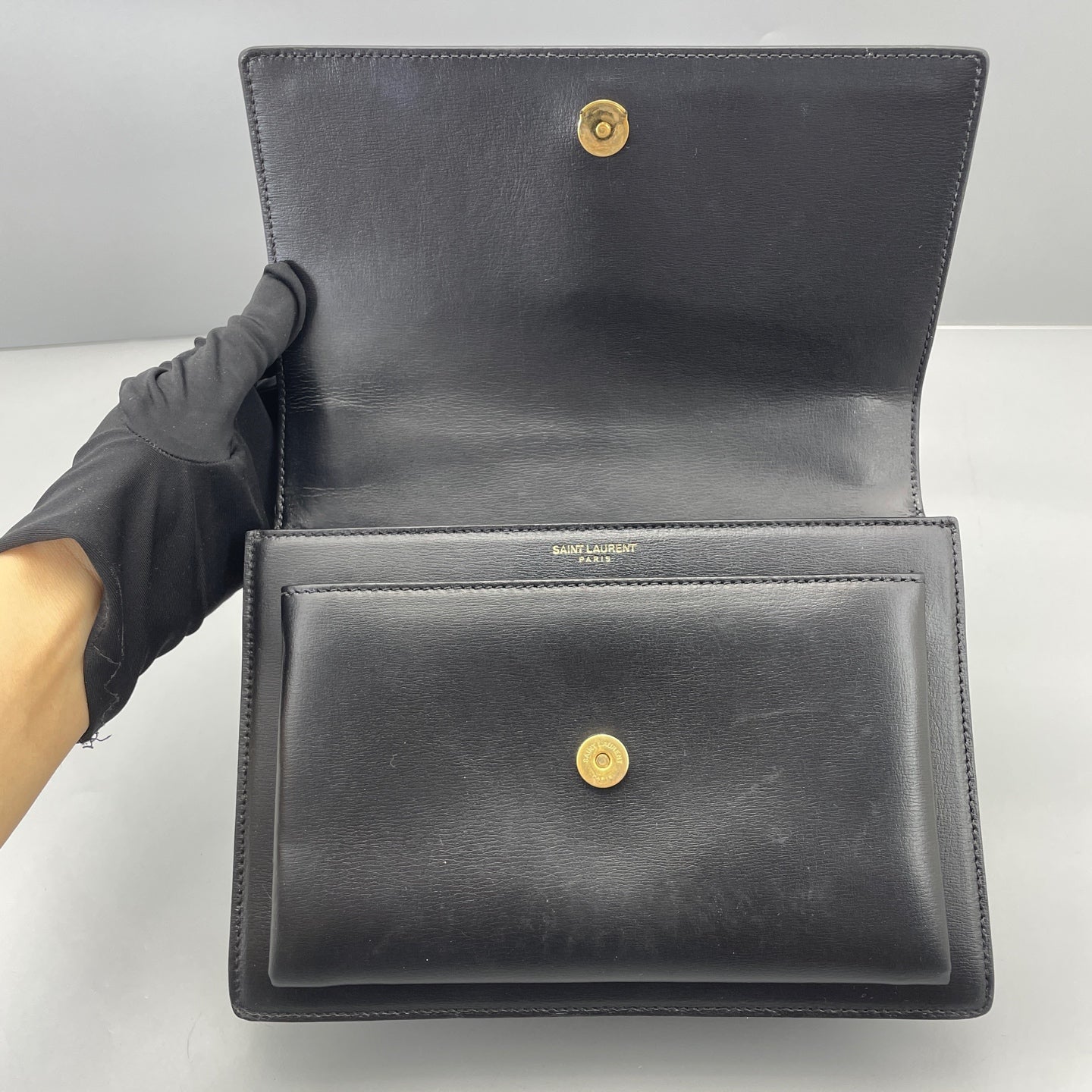 Saint Laurent - Sunset - Saffiano leather - Black with Gold-Tone Hardware - (medium)