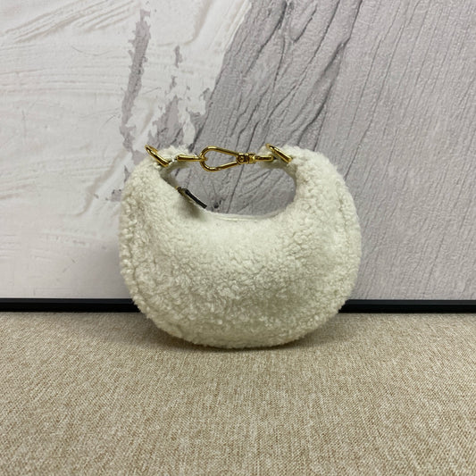 Fendi - Crescent Bag CE8629 - Lambswool felt - White with Gold-Tone Hardware - (mini)