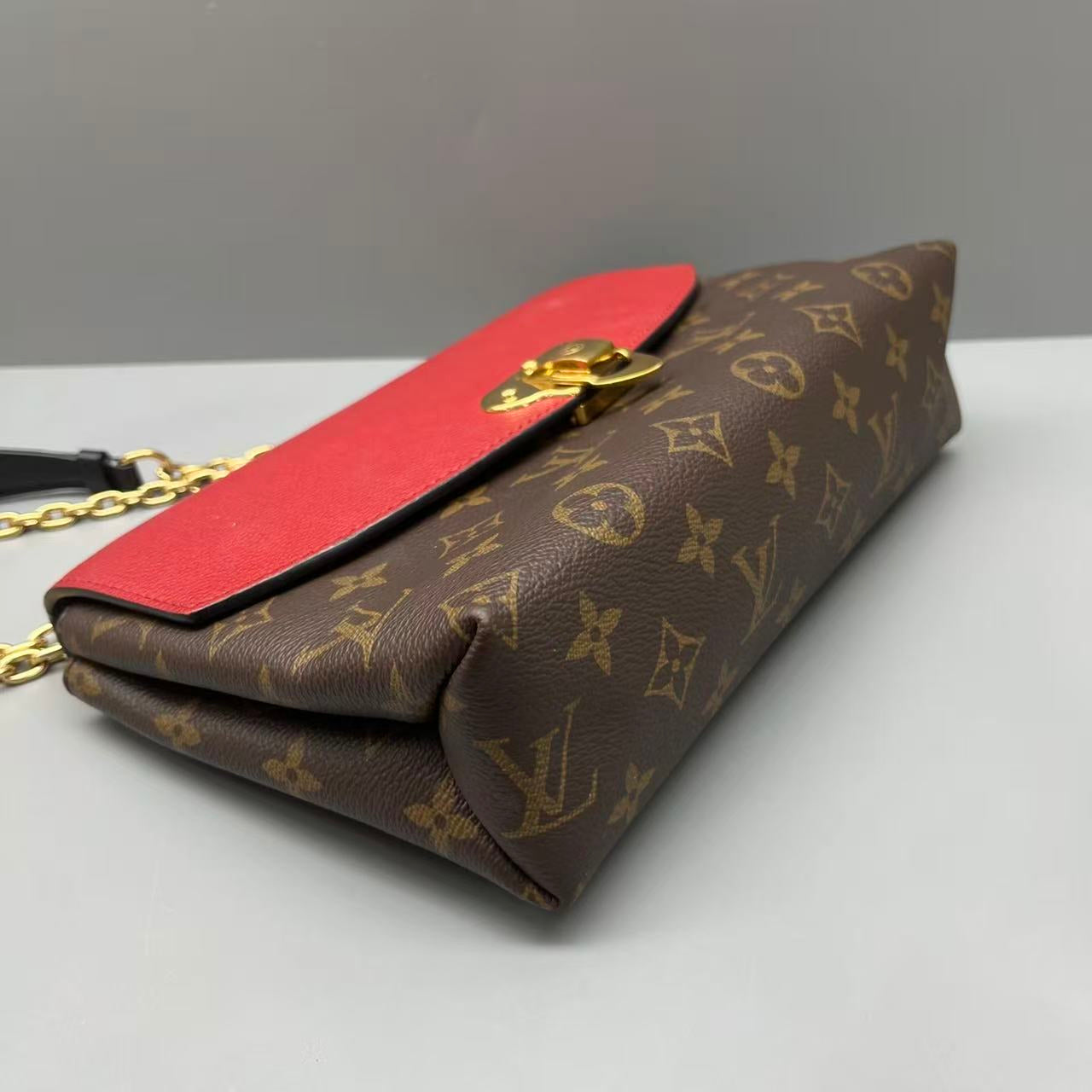 Louis Vuitton - Saint Placide - Monogram coated canvas and grained leather - Brown and Red - (small)