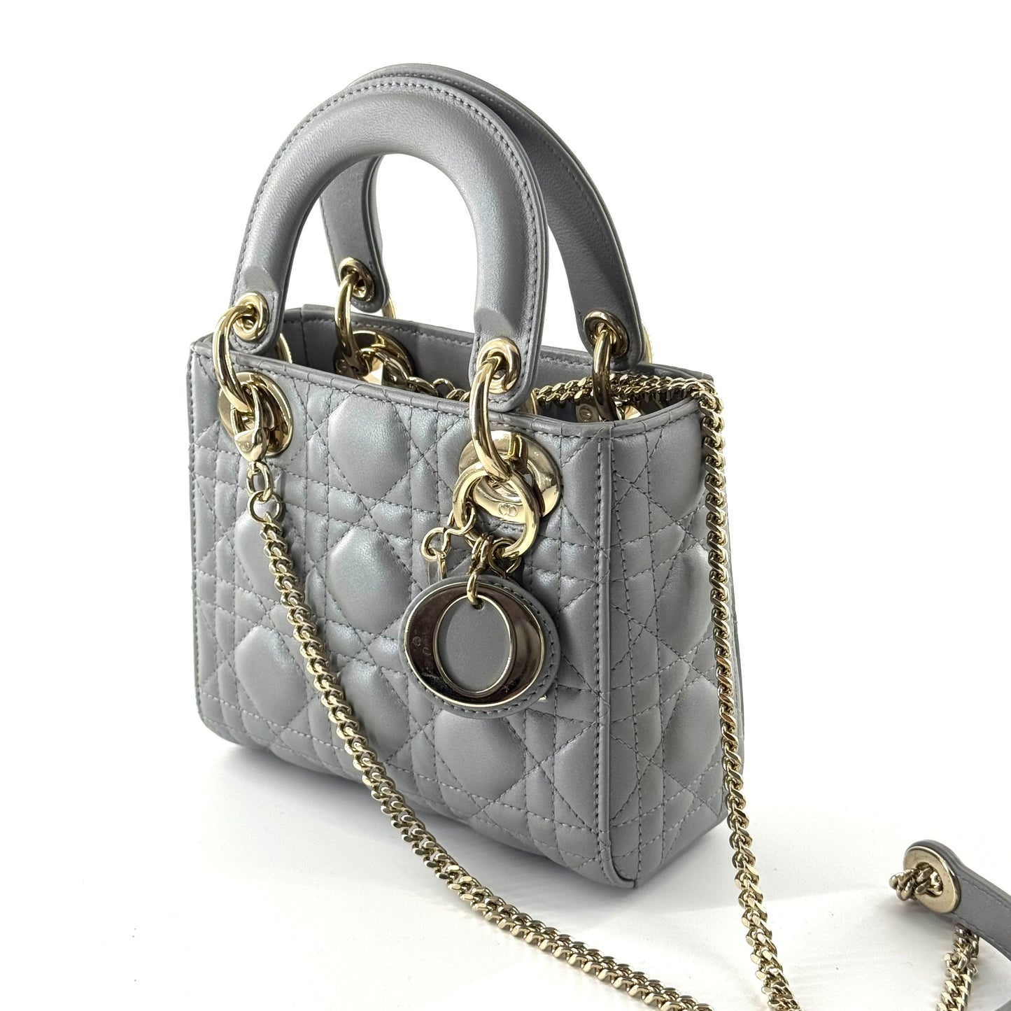 Dior - Lady Dior Mini - Lambskin leather - Grey - (mini)