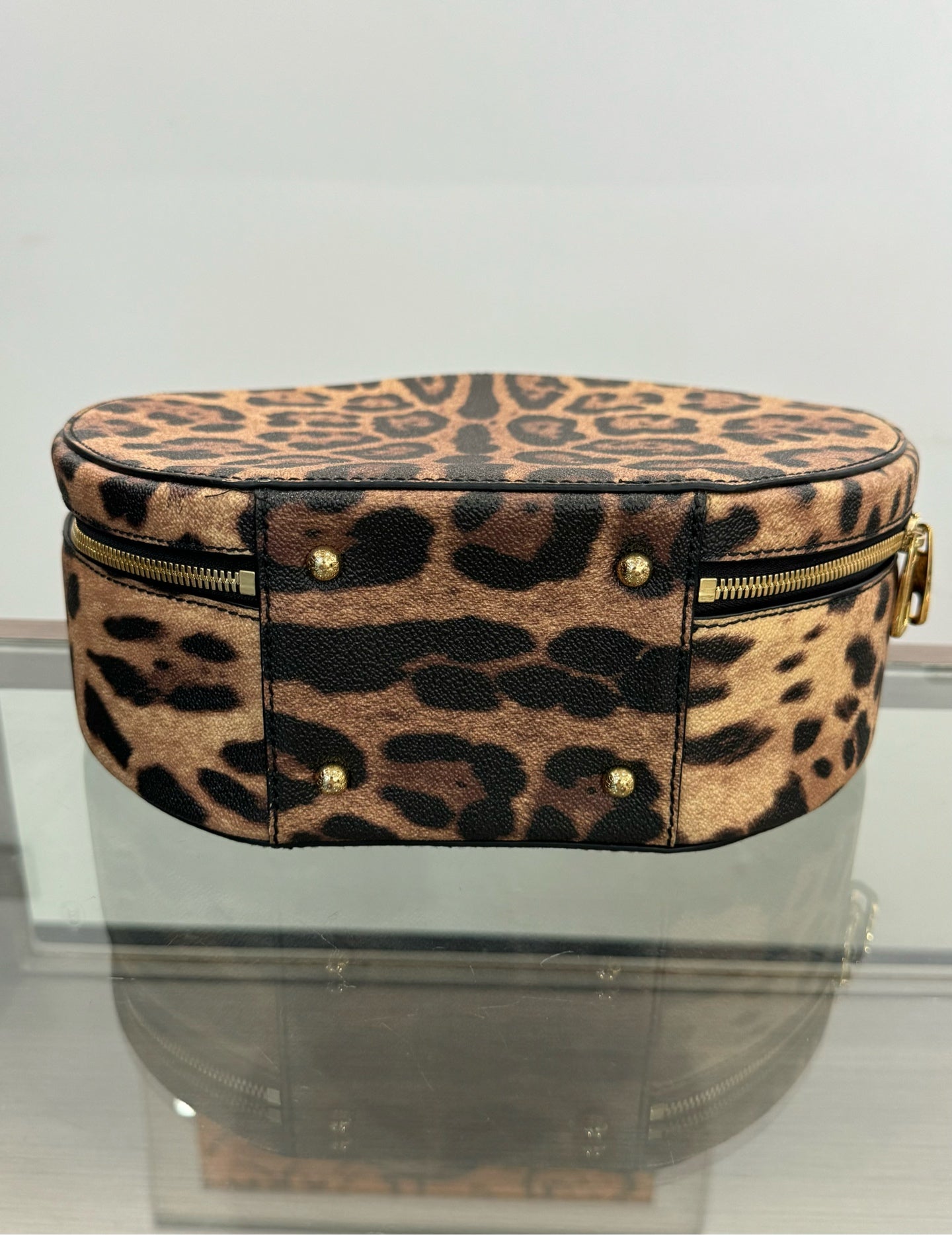 Dolce & Gabbana - Leopard Print Circular Top Handle Bag - Printed leather - Brown - (Medium)