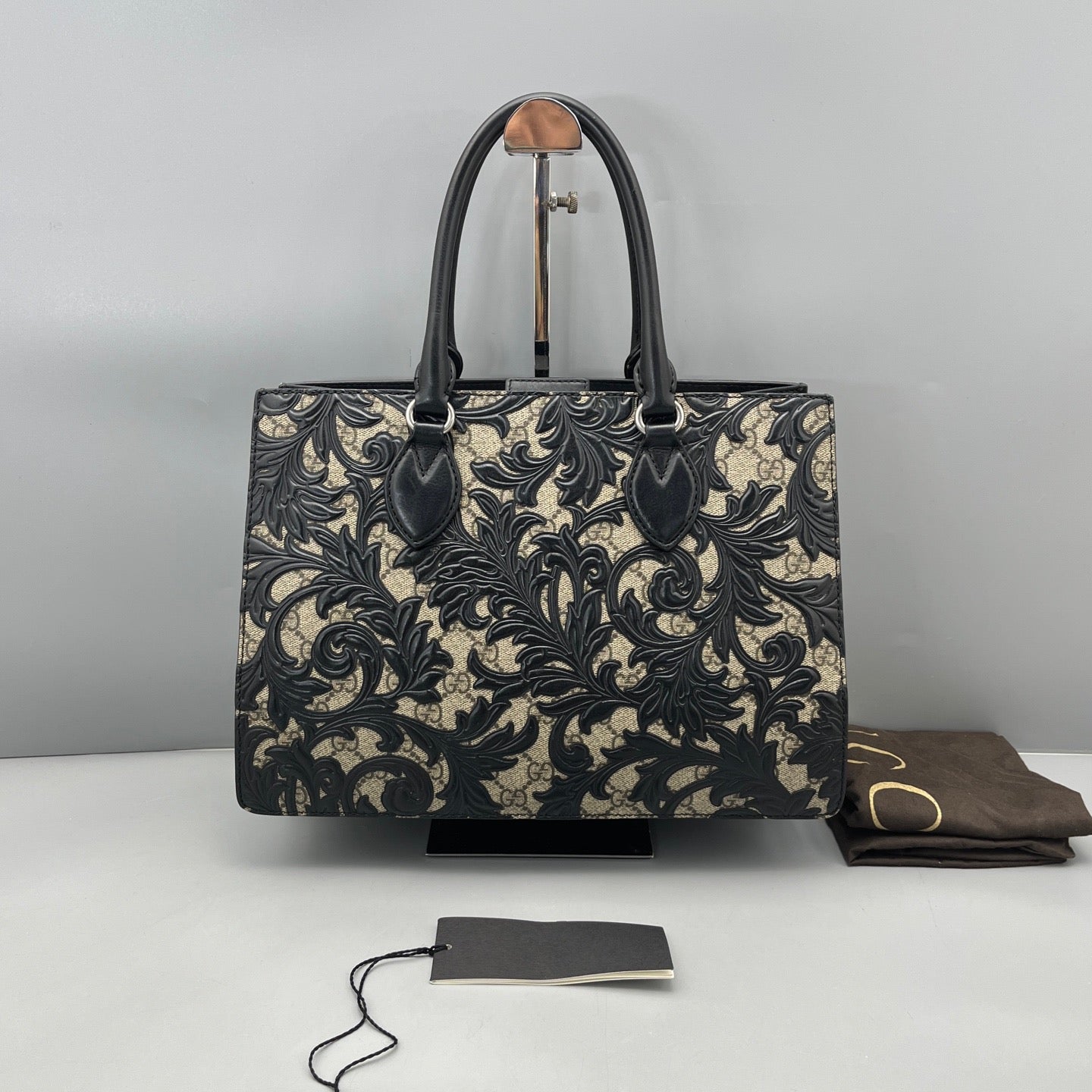Gucci - Dionysus Arabesque Top Handle Bag - GG Supreme canvas with black embossed leather overlay - Multicolour - (Medium)