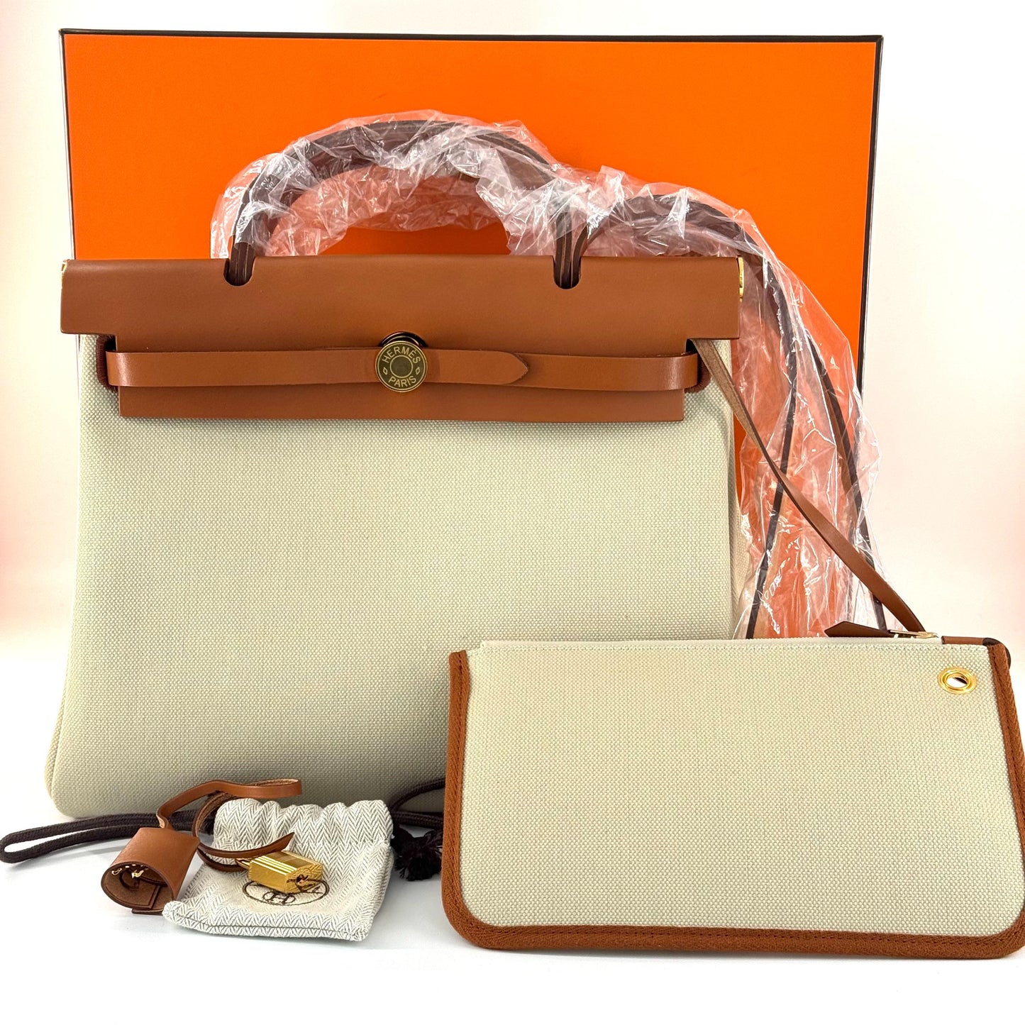 Hermes - Herbag Zip 31 Retourne - Canvas and Leather - Beige and Brown with Gold-Tone Hardware - (Medium)