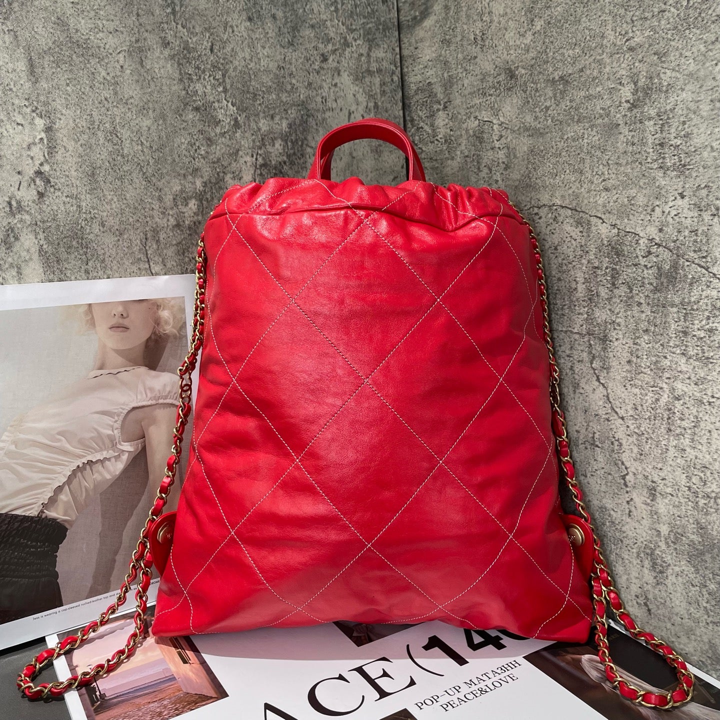 Chanel - 22 Bag Backpack - Calfskin leather - Red - (Large)
