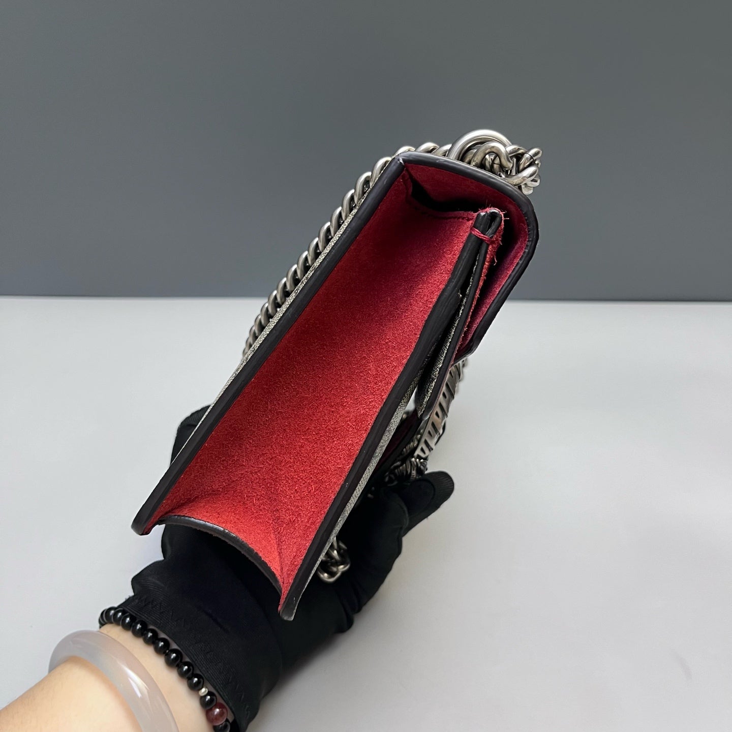 Gucci - Dionysus Chain Bag - GG Supreme canvas and suede leather - Beige, Brown and Red - (Small)
