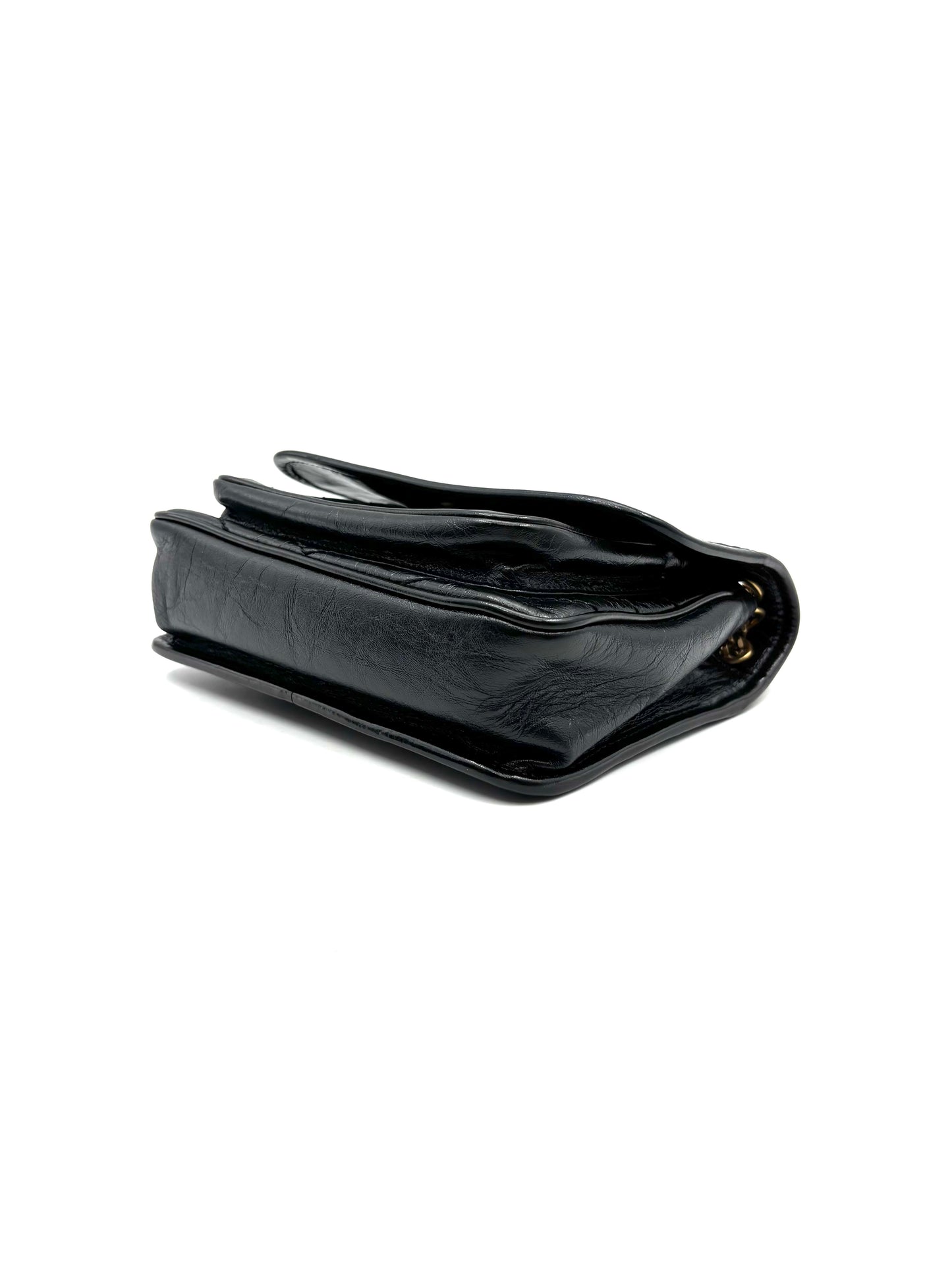Saint Laurent - Niki - Wrinkled oil-waxed cowhide leather - Black - (mini)