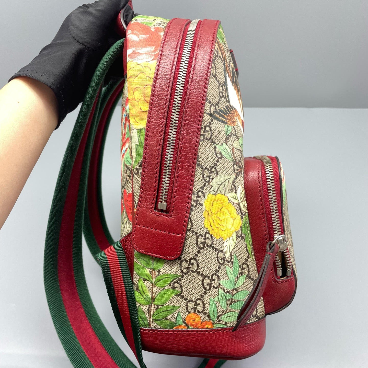 Gucci - Hummingbird Floral Backpack - Coated canvas with leather trim - Multicolour - (Medium)