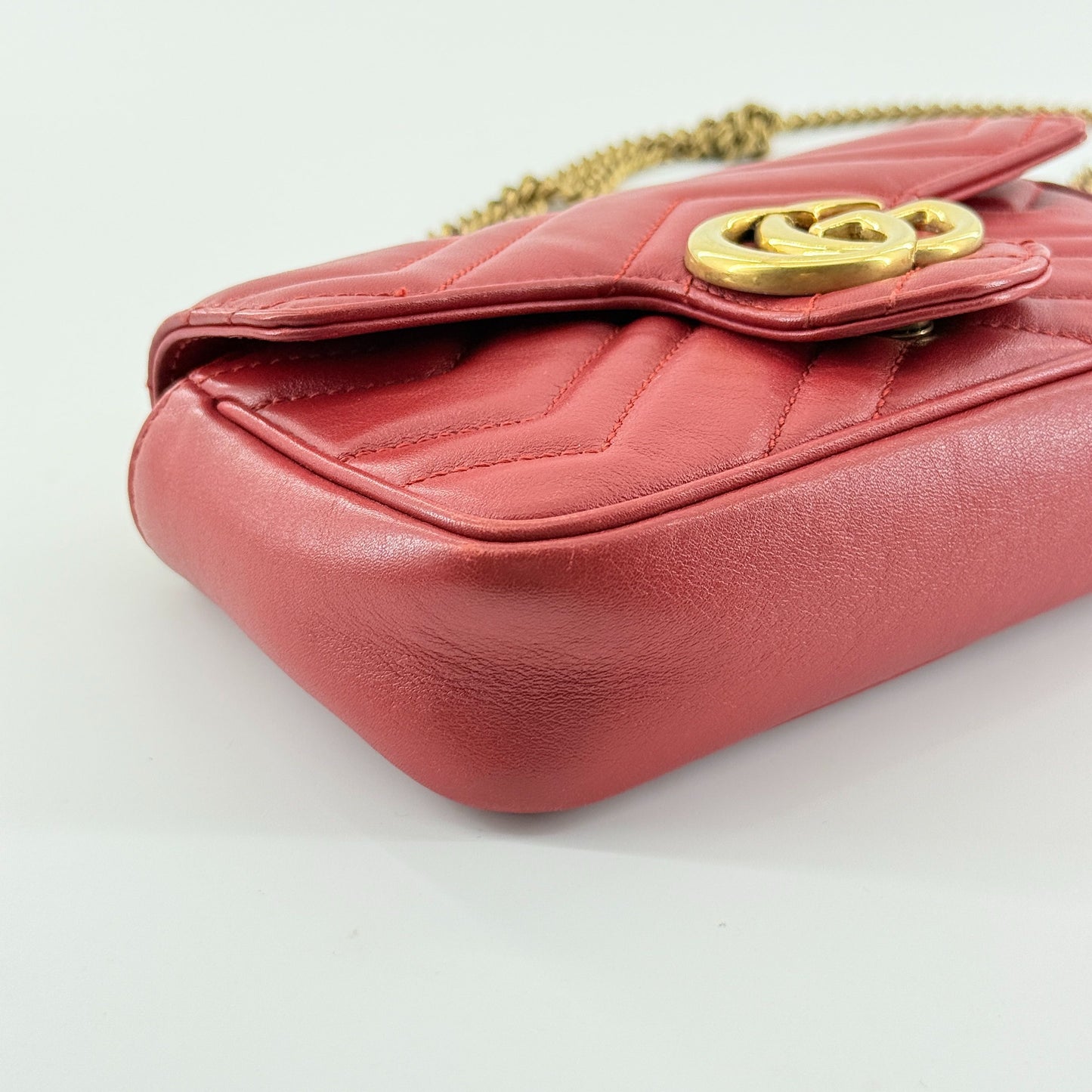 Gucci - Marmont Mini Chain Bag - Leather - Red - (mini)