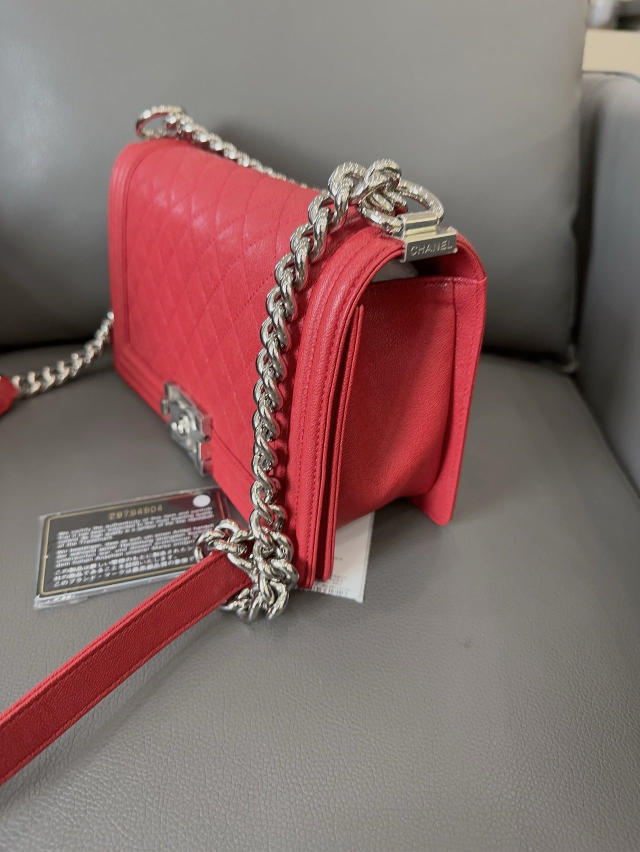 Chanel - Boy Bag - Grained calfskin leather - Red - (Medium)