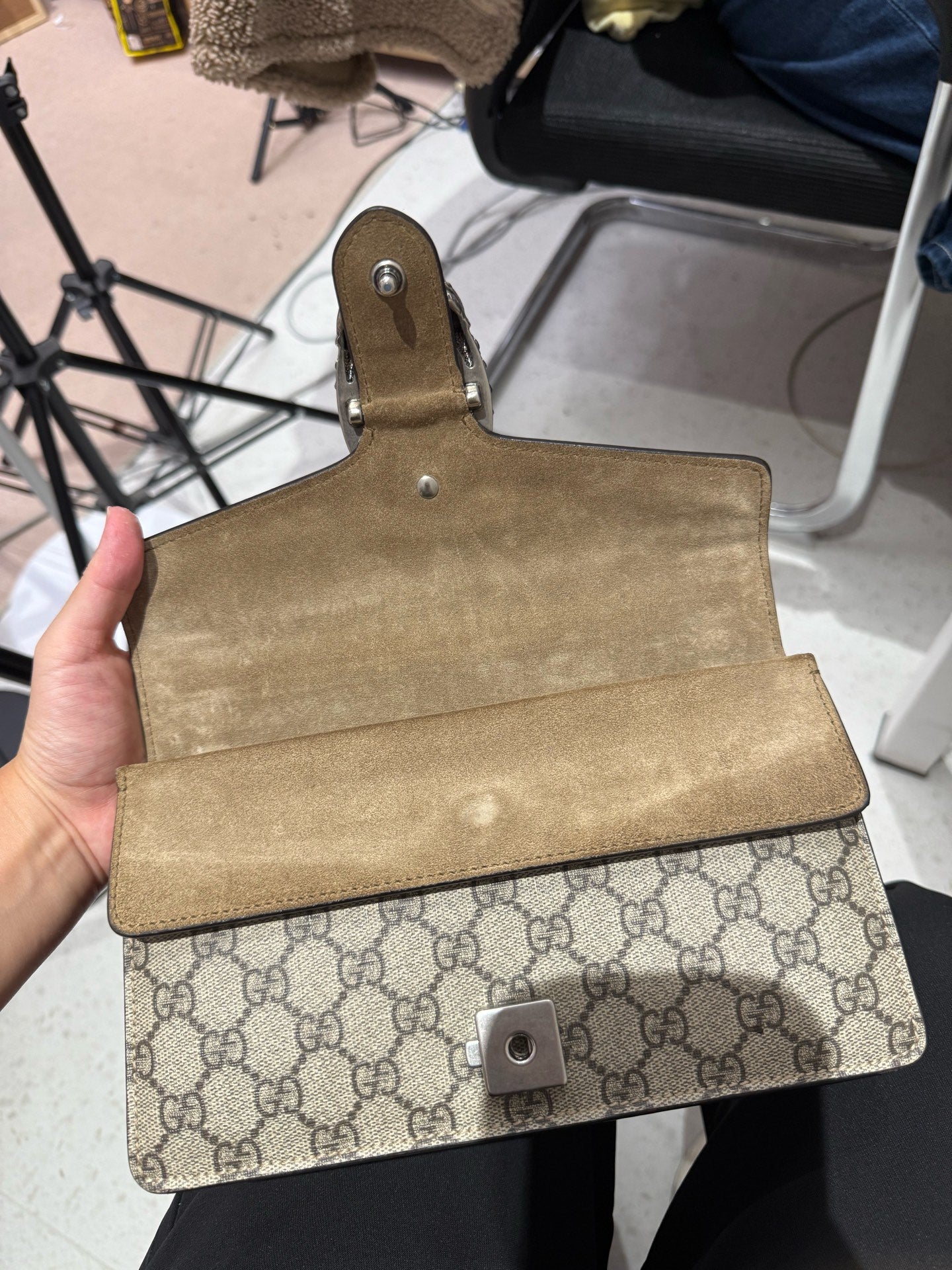 Gucci - Dionysus Small Shoulder Bag - GG Supreme coated canvas and suede - Beige and Camel - (Small)