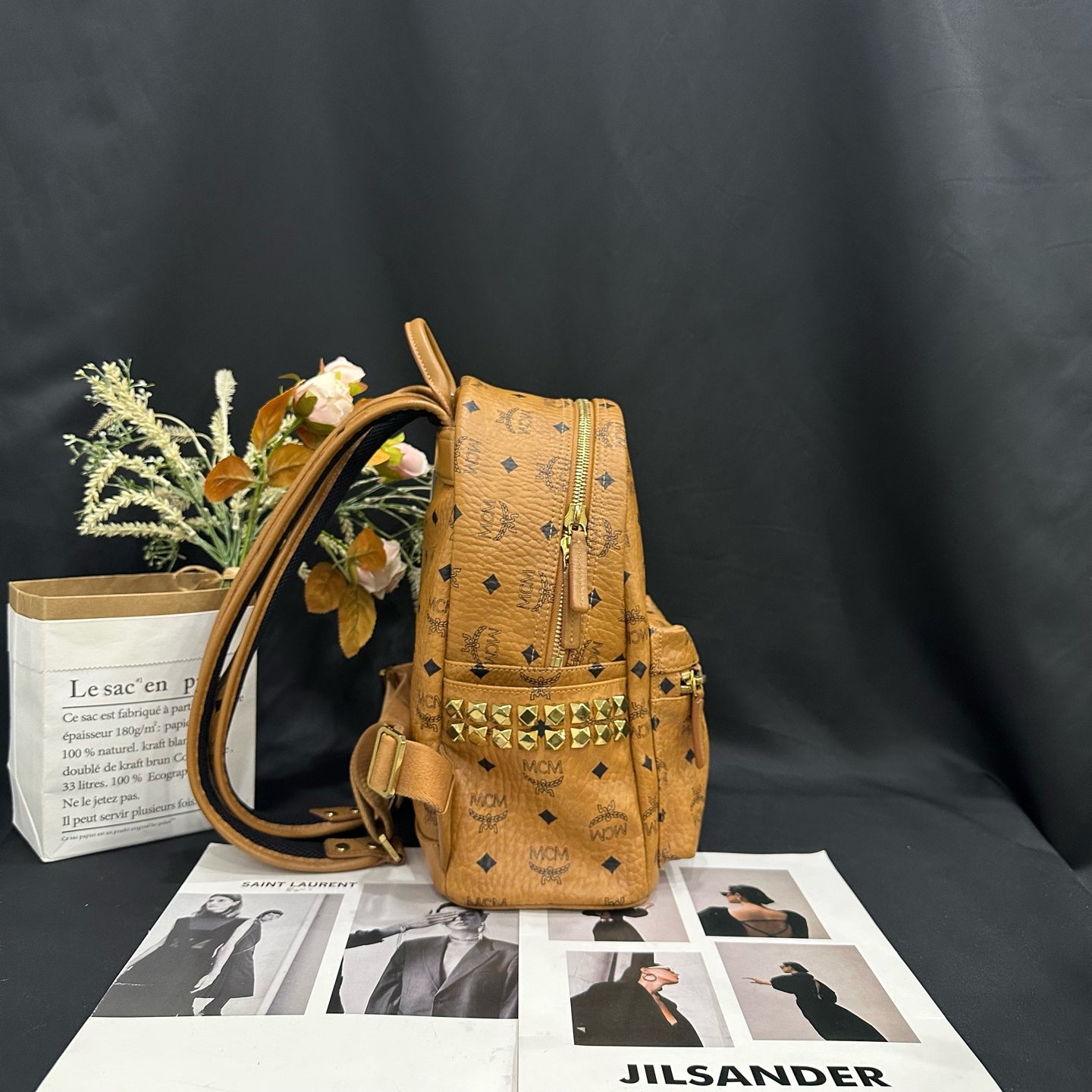 MCM - Stark Visetos Small Backpack (MMK6SVE37CO001) - Visetos coated canvas with leather trim - Cognac - (small)