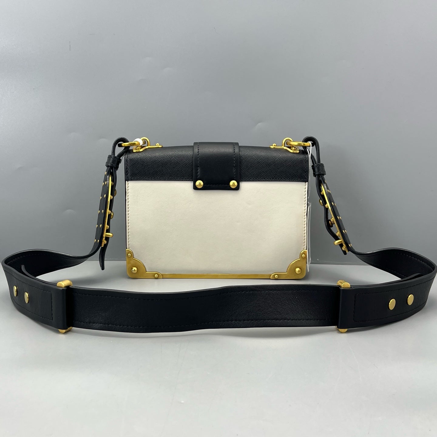 Prada - Cahier - Smooth leather with Saffiano leather accents - White with Black accents - (Small)