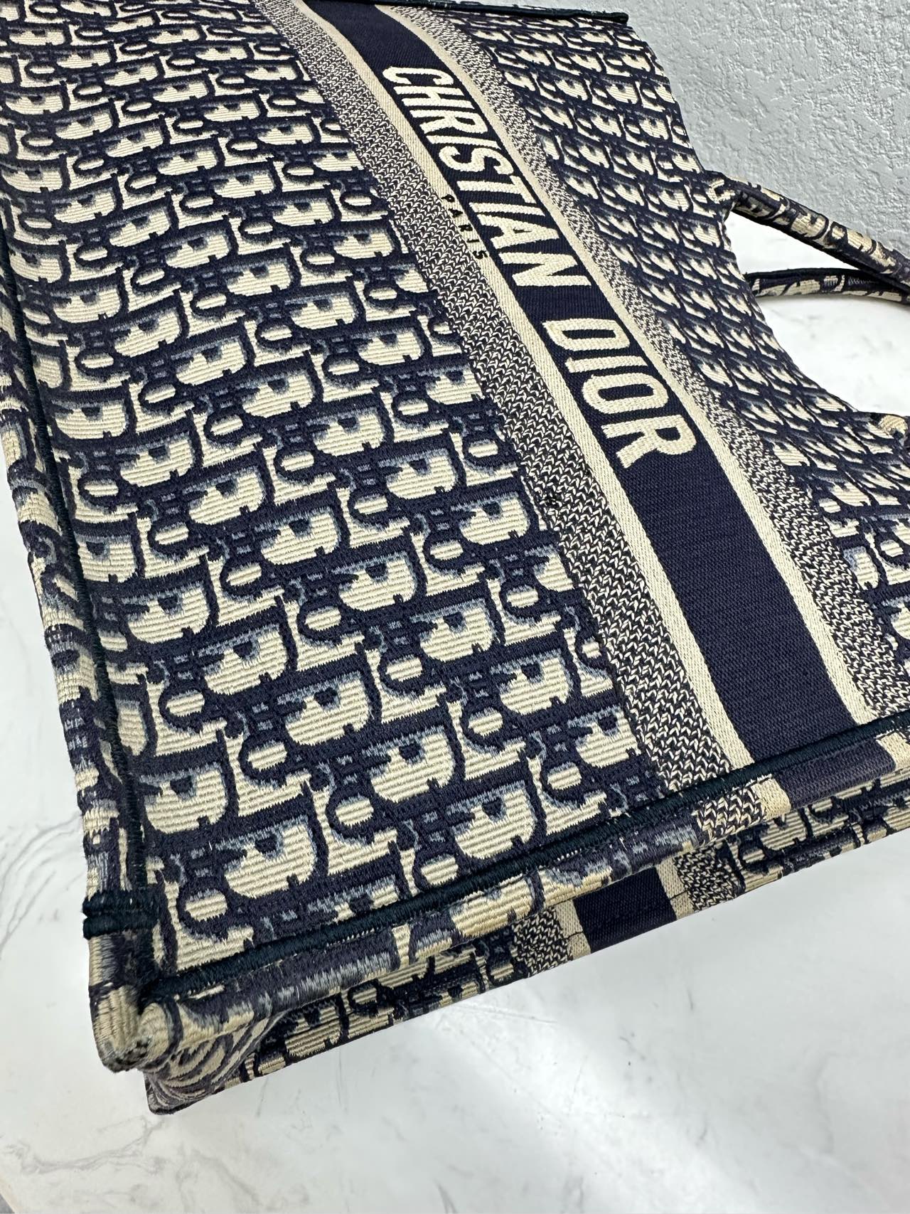 Dior - Book Tote Large - Jacquard canvas - Blue with Beige - (large)
