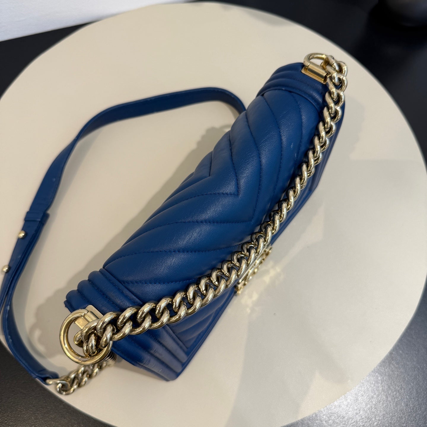 Chanel - Le Boy - Leather - Blue - (Medium)