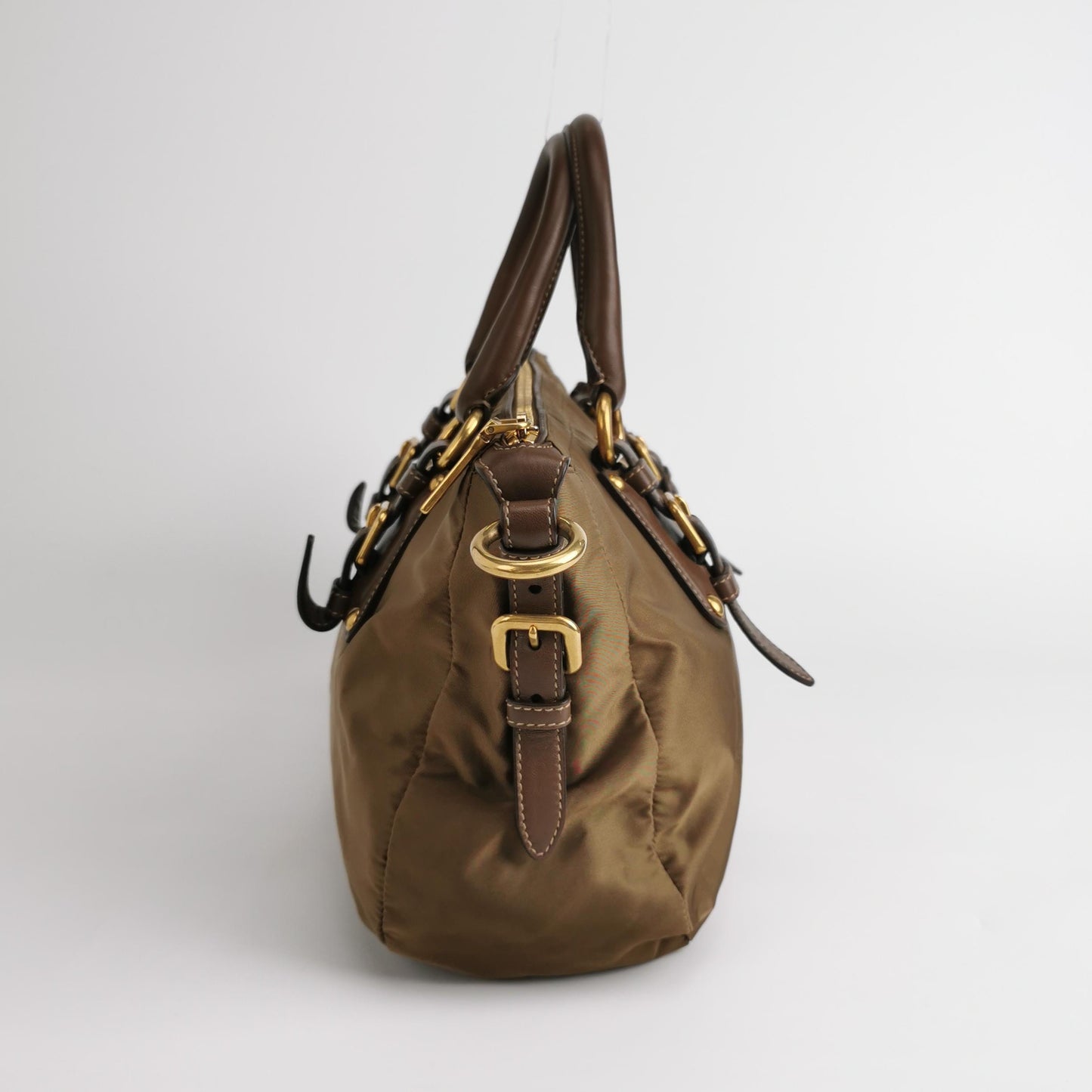 Prada - 1BA841-QXO-F0002 - Nylon - Olive Green with Brown Accents - (Medium)