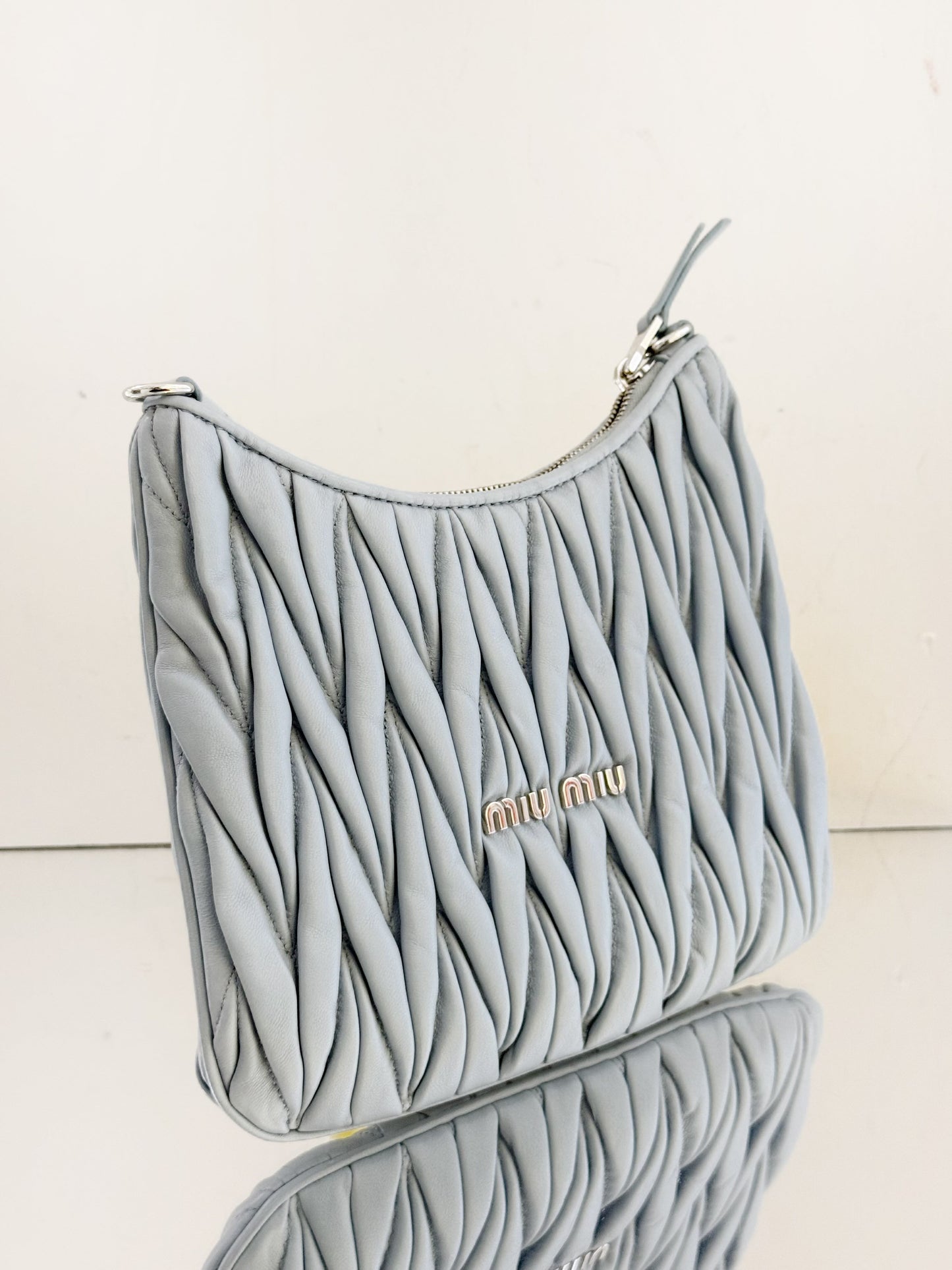 Miu Miu - Matelasse Hobo Shoulder Bag - Matelasse leather - Baby Blue - (small)