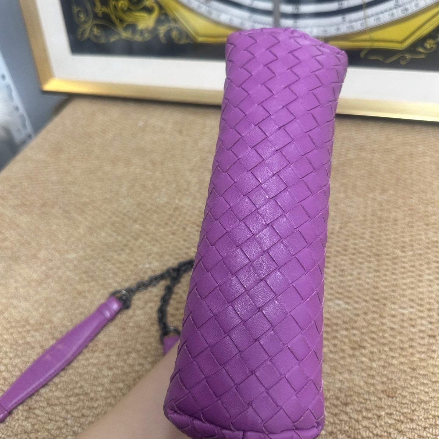 Bottega Veneta - Intrecciato Chain Flap Bag - Leather - Purple - (Medium)