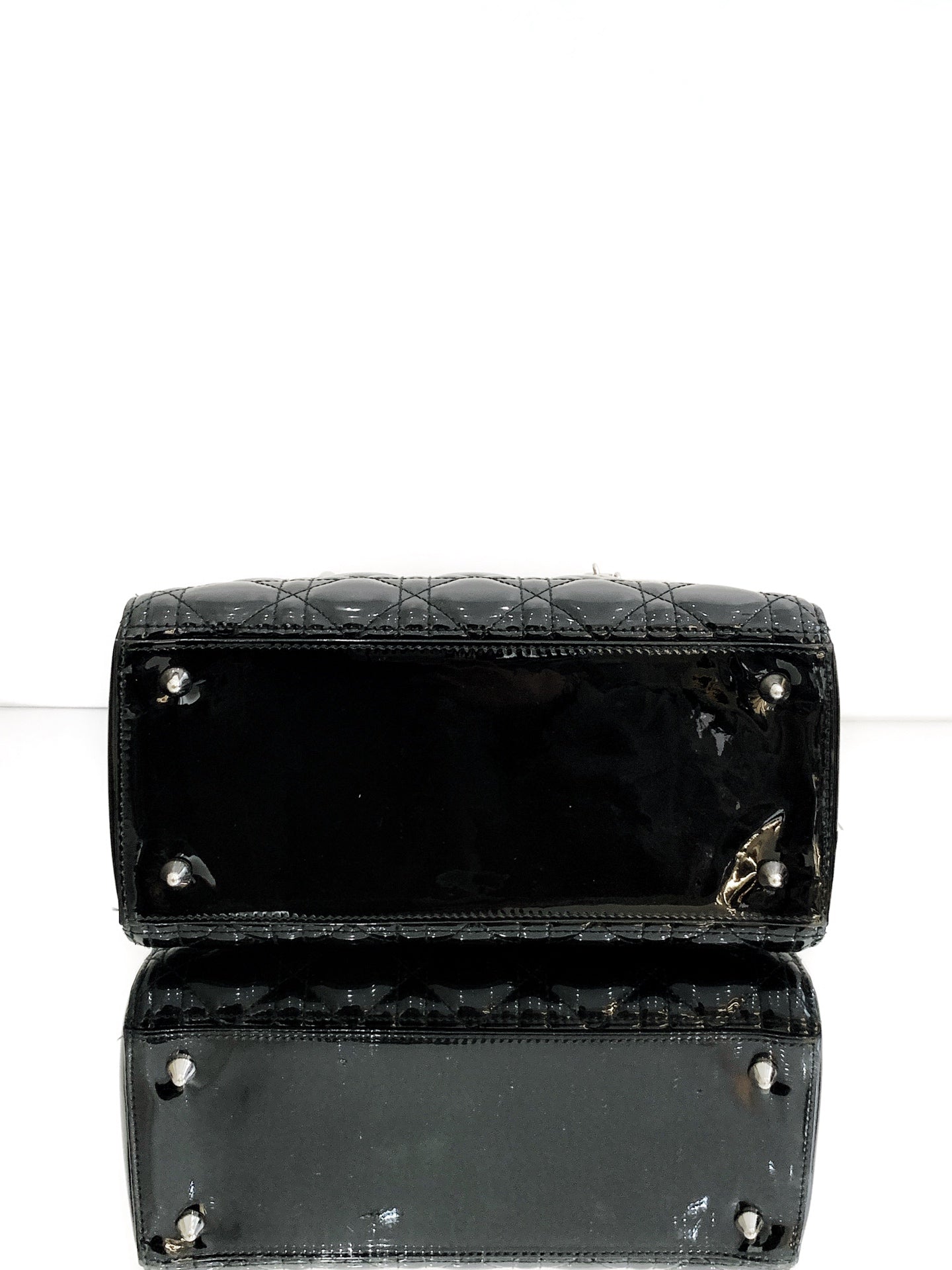 Dior - Lady Dior (5-Grid/Cannage) - Patent leather - Black - (Medium)