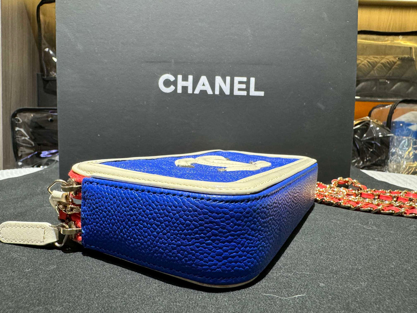 Chanel - Nautical Color-Block Camera Bag - Tweed and Grained Leather - Multicolour (Blue, White, Red) - (mini)