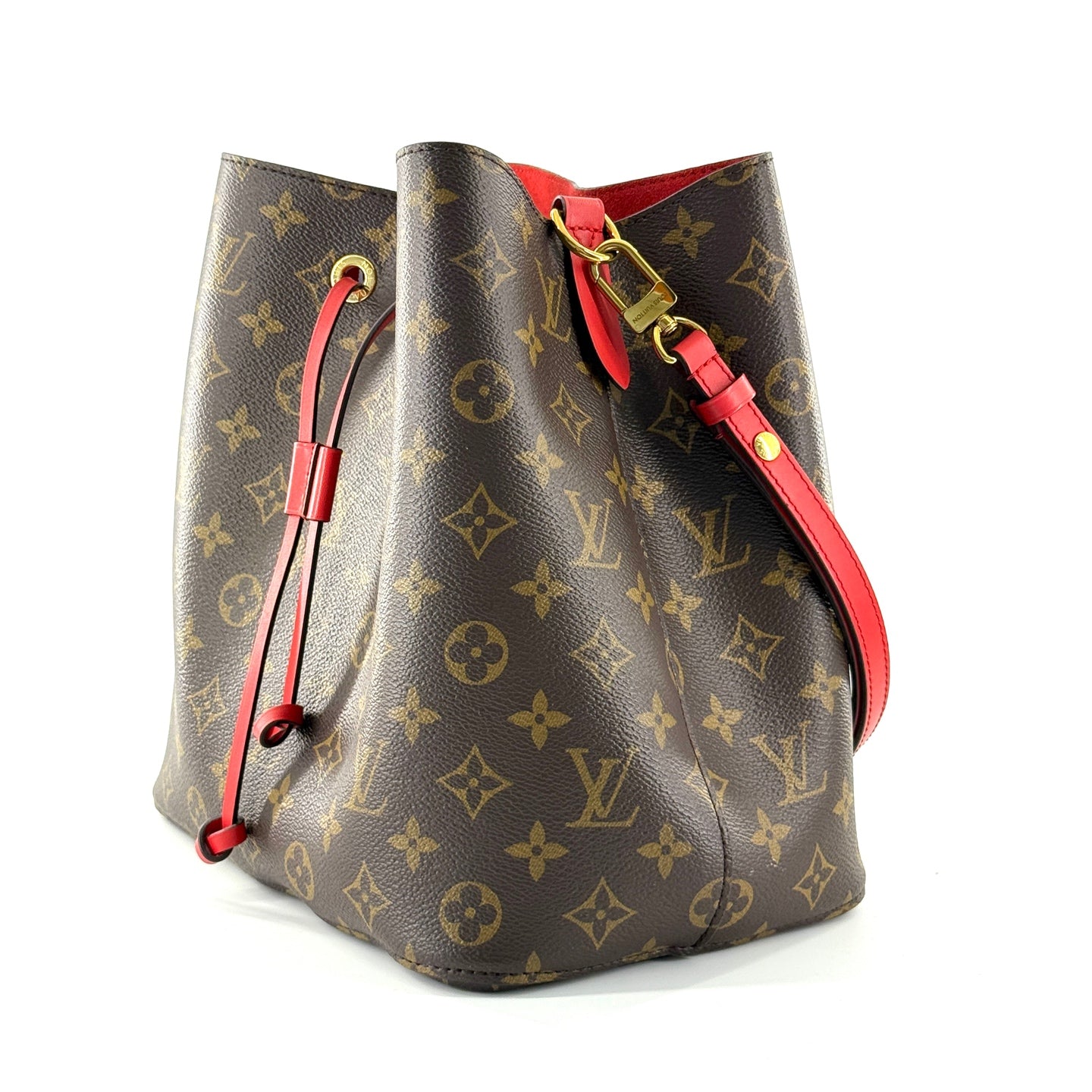 Louis Vuitton - NeoNoe MM - Monogram coated canvas with leather trim - Brown and Red - (medium)