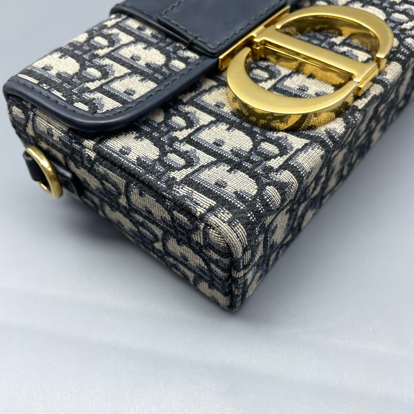 Dior - 30 Montaigne Mini Box Bag Oblique - Dior Oblique jacquard canvas with leather trim - Blue - (mini)