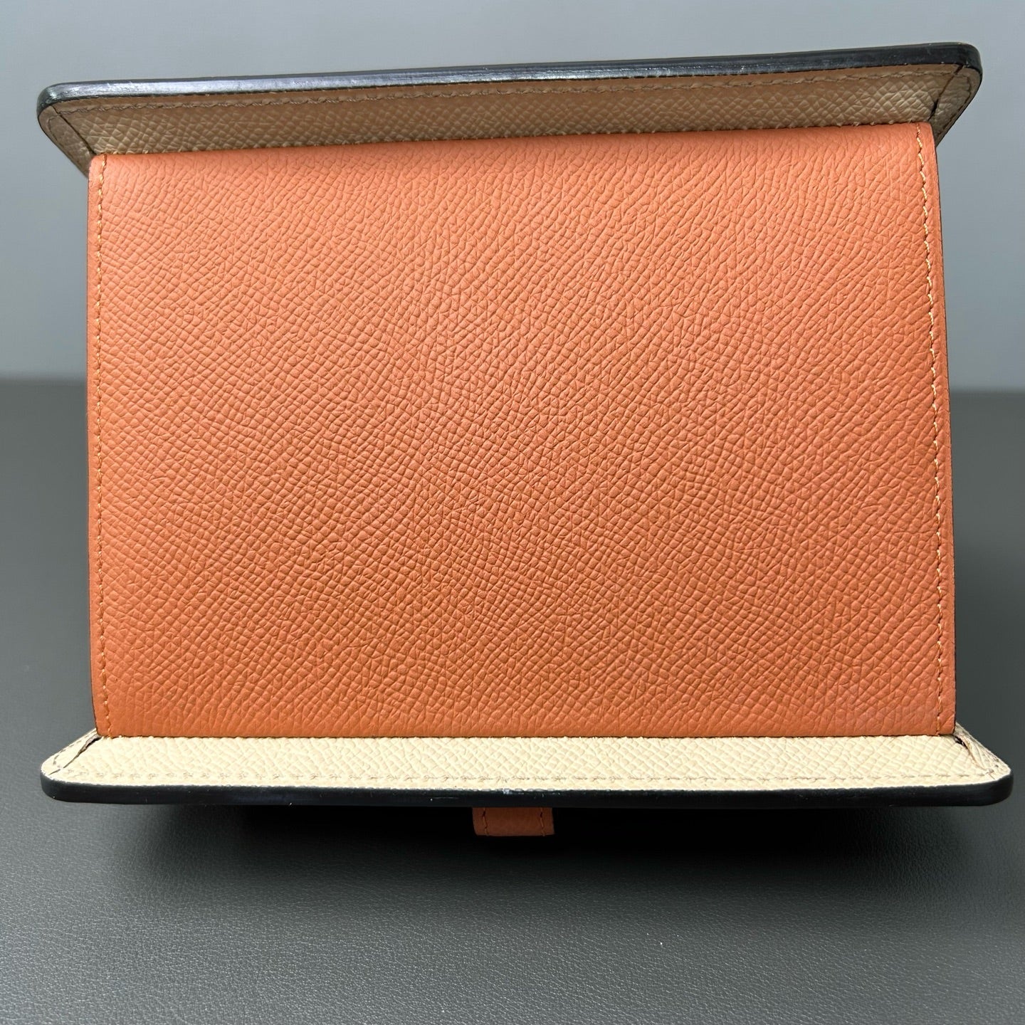 Moynat - Triangle Flap Bag - Grained cowhide leather - Orange with polished silver-tone hardware - (mini)