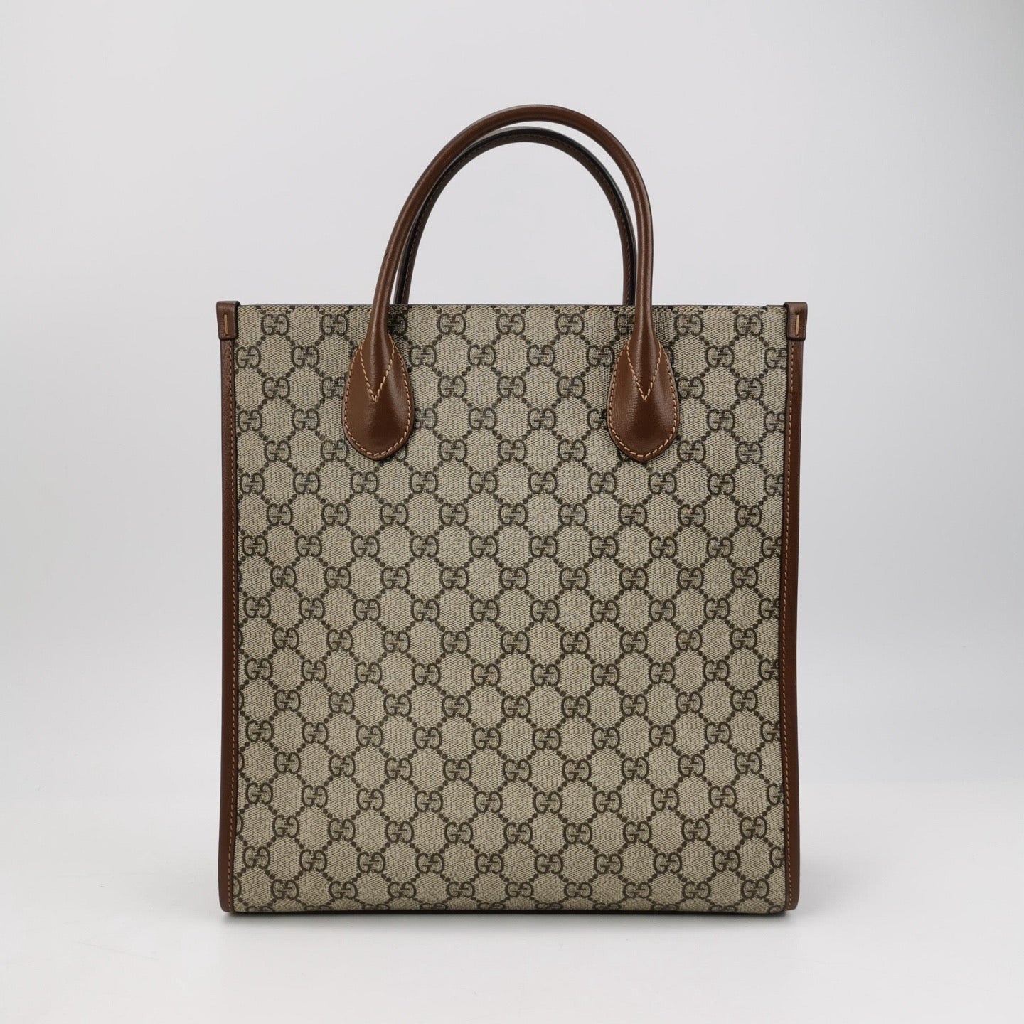 Gucci - Interlocking Double G Tote Bag - GG Supreme canvas and leather trim - Beige, Ebony, and Brown - (Medium)