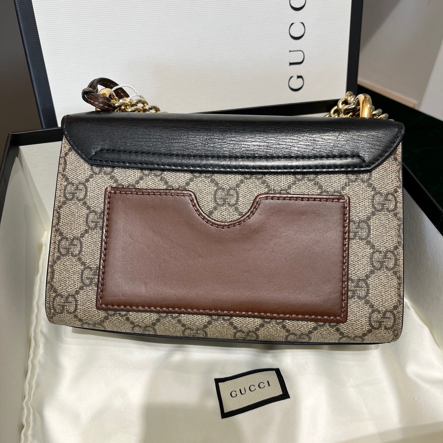 Gucci - Padlock Moonlight Treasure Box - GG Supreme canvas with leather trim - Beige and Brown with Black flap - (mini)