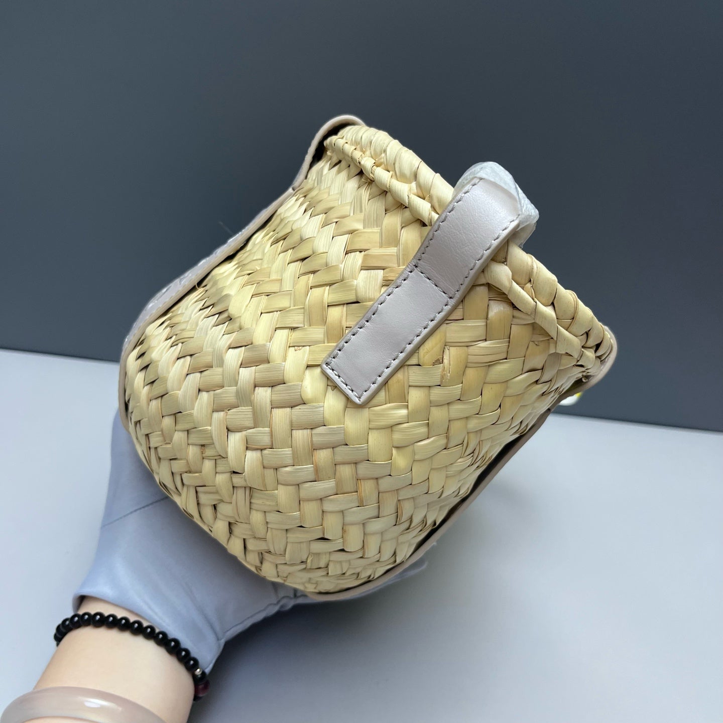 Chloe - Sense Basket Bag - Wicker and Leather - Beige with Light Purple Accents - (mini)
