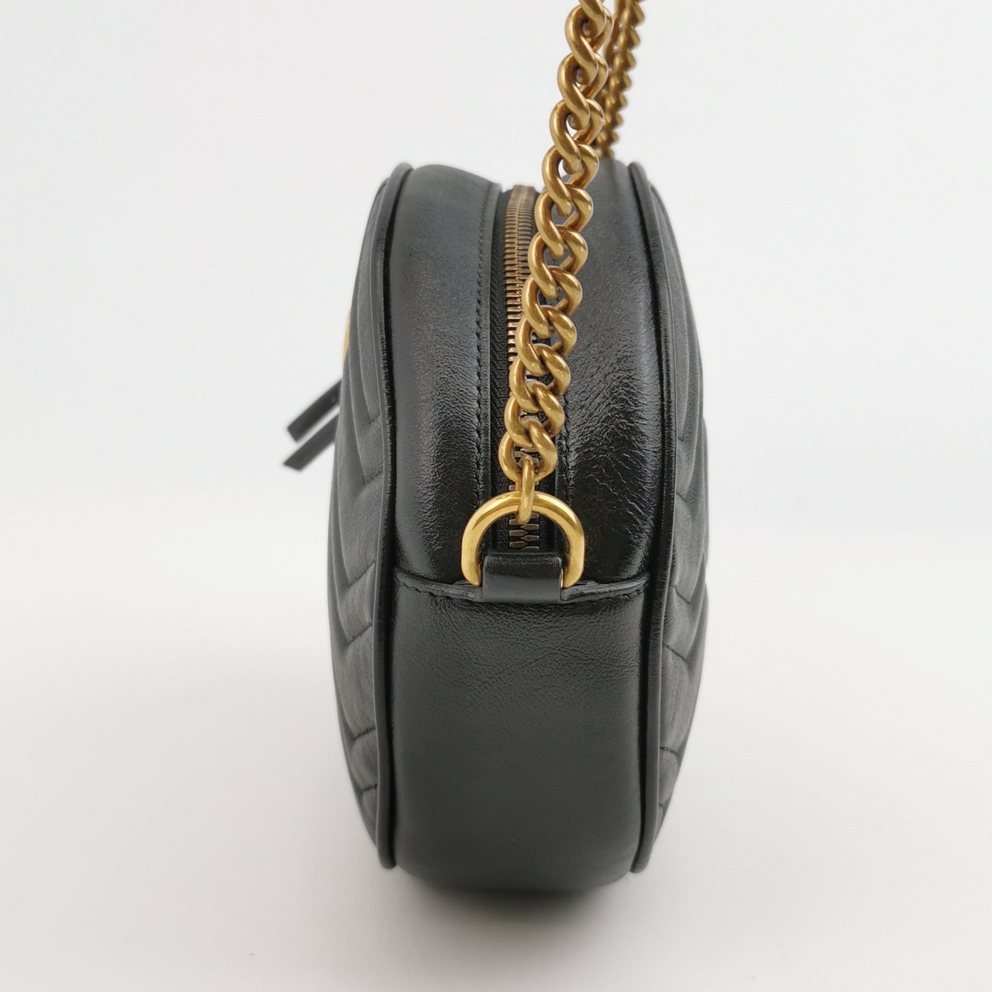 Gucci - GG Marmont Round Mini Bag - Leather - Black - (mini)