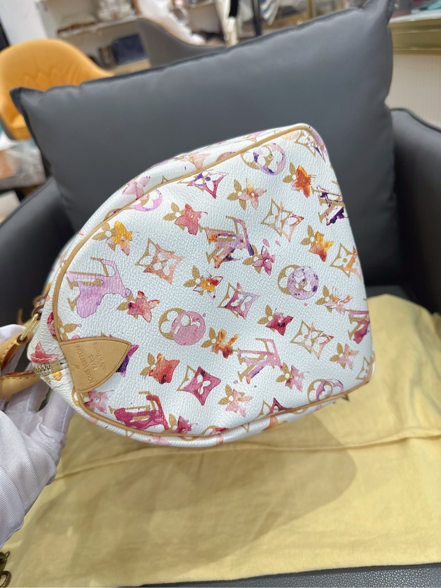 Louis Vuitton - Speedy 30 Watercolor - Coated canvas with Vachetta leather trim - White with Multicolour print - (Medium)