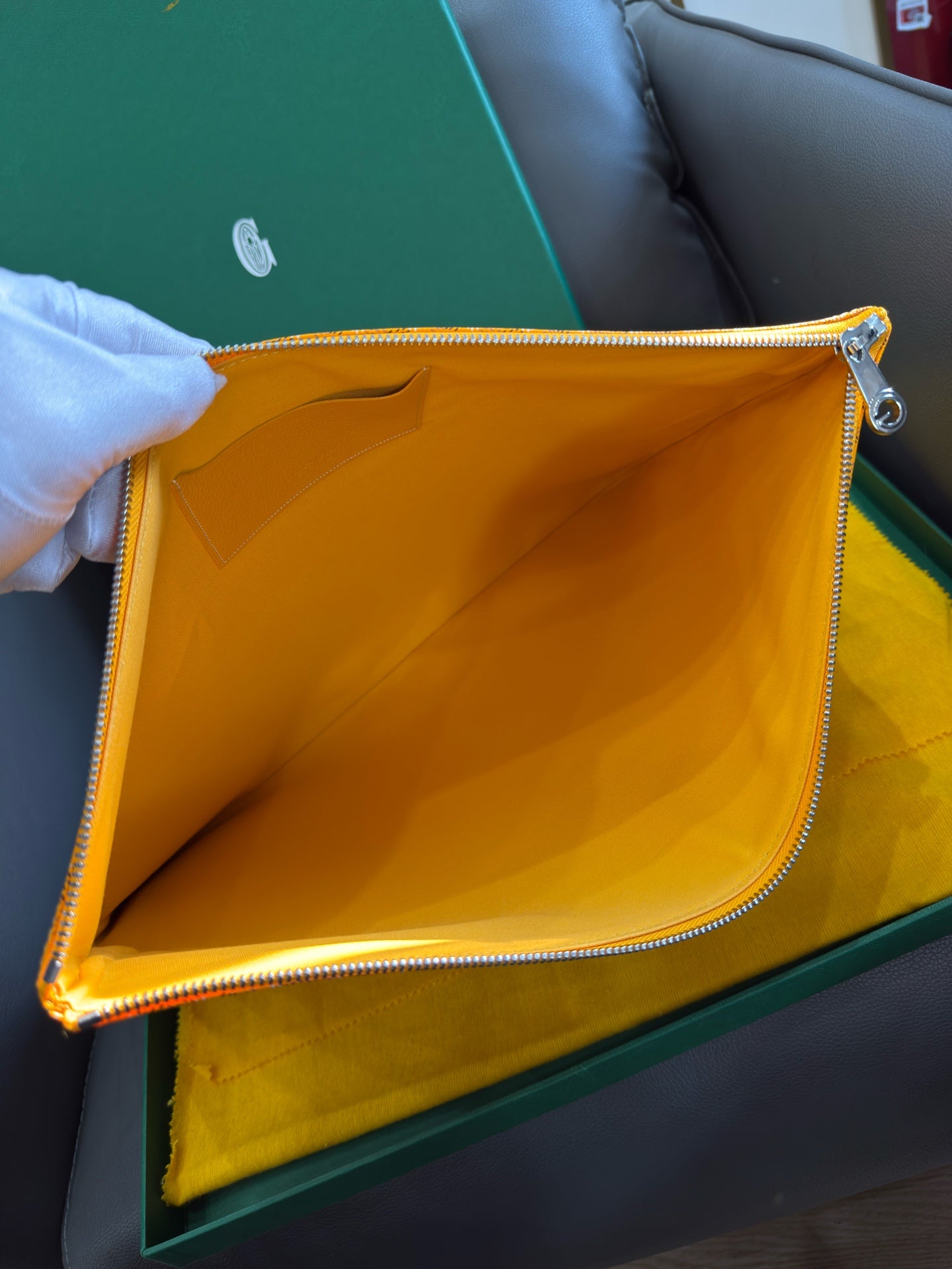 Goyard - Senat Clutch Pouch - Goyardine canvas with leather trim - Yellow - (Large)