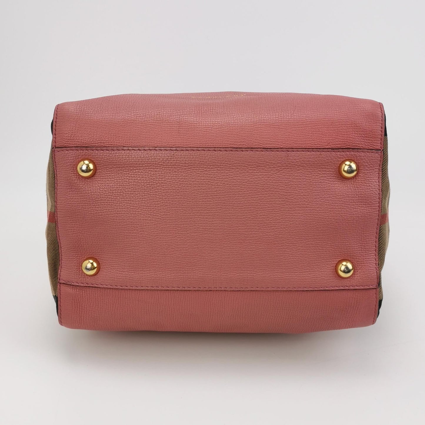 Burberry - House Check Leather Tote Bag - Leather and canvas - Pink - (medium)