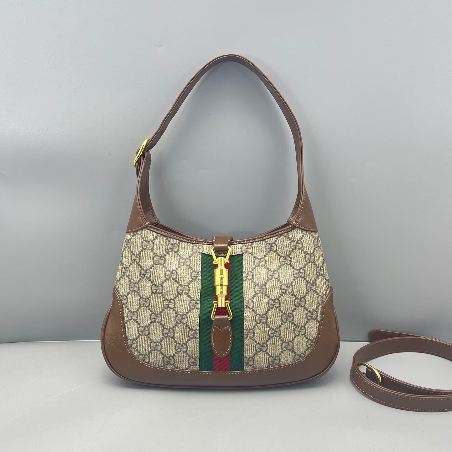Gucci - Jackie 1961 Shoulder Bag - GG Supreme canvas with Leather trim - Brown - (medium)