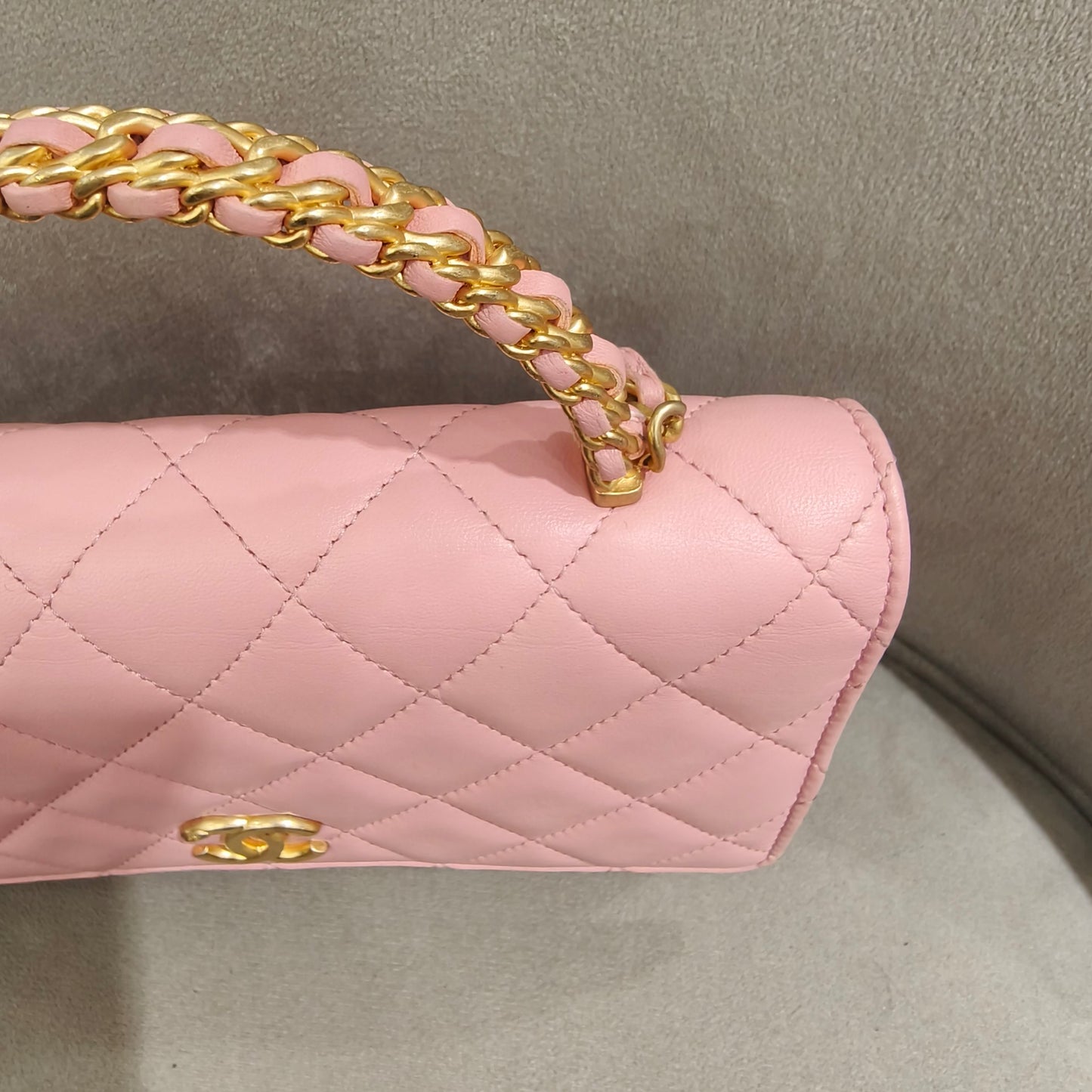 Chanel - 22K WOC with Top Handle Chain Bag - Lambskin leather - Pink - (mini)