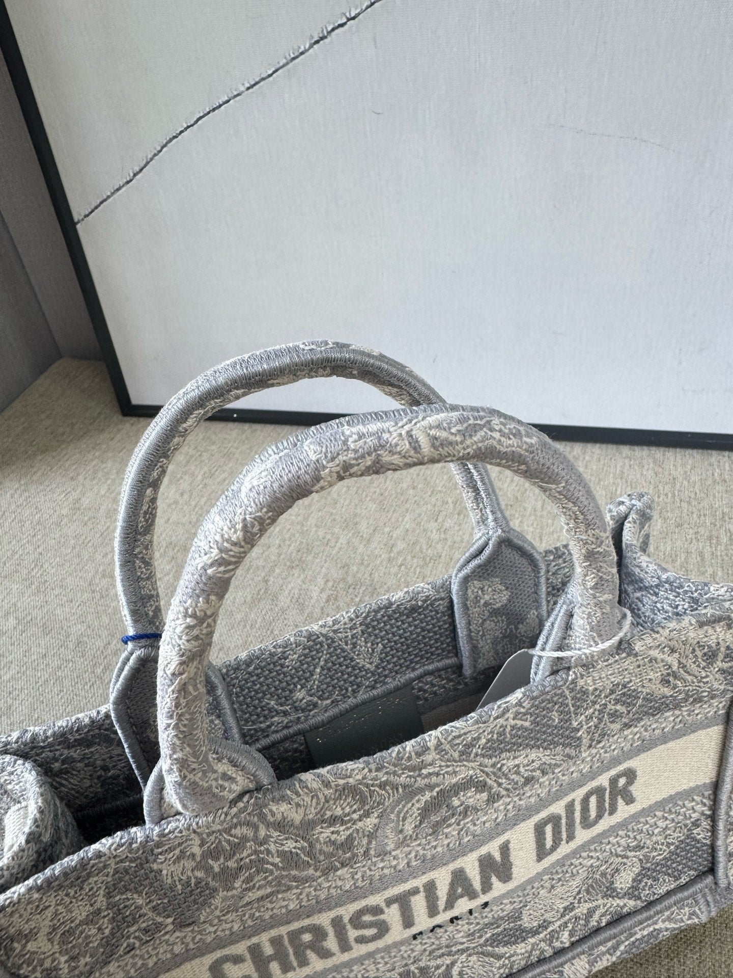 Dior - Book Tote Mini - Embroidered canvas - Grey - (mini)