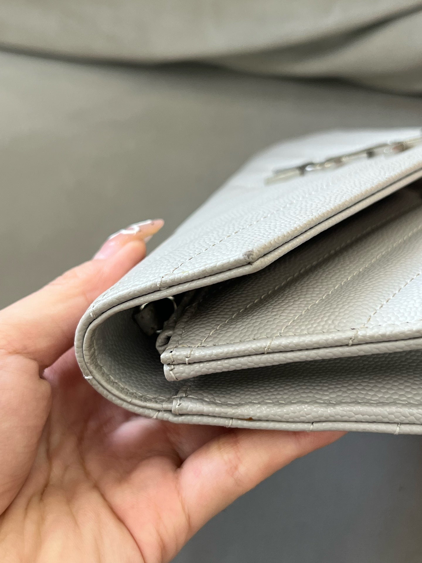 Saint Laurent - Envelope Wallet on Chain (WOC) - Leather - Grey - (mini)