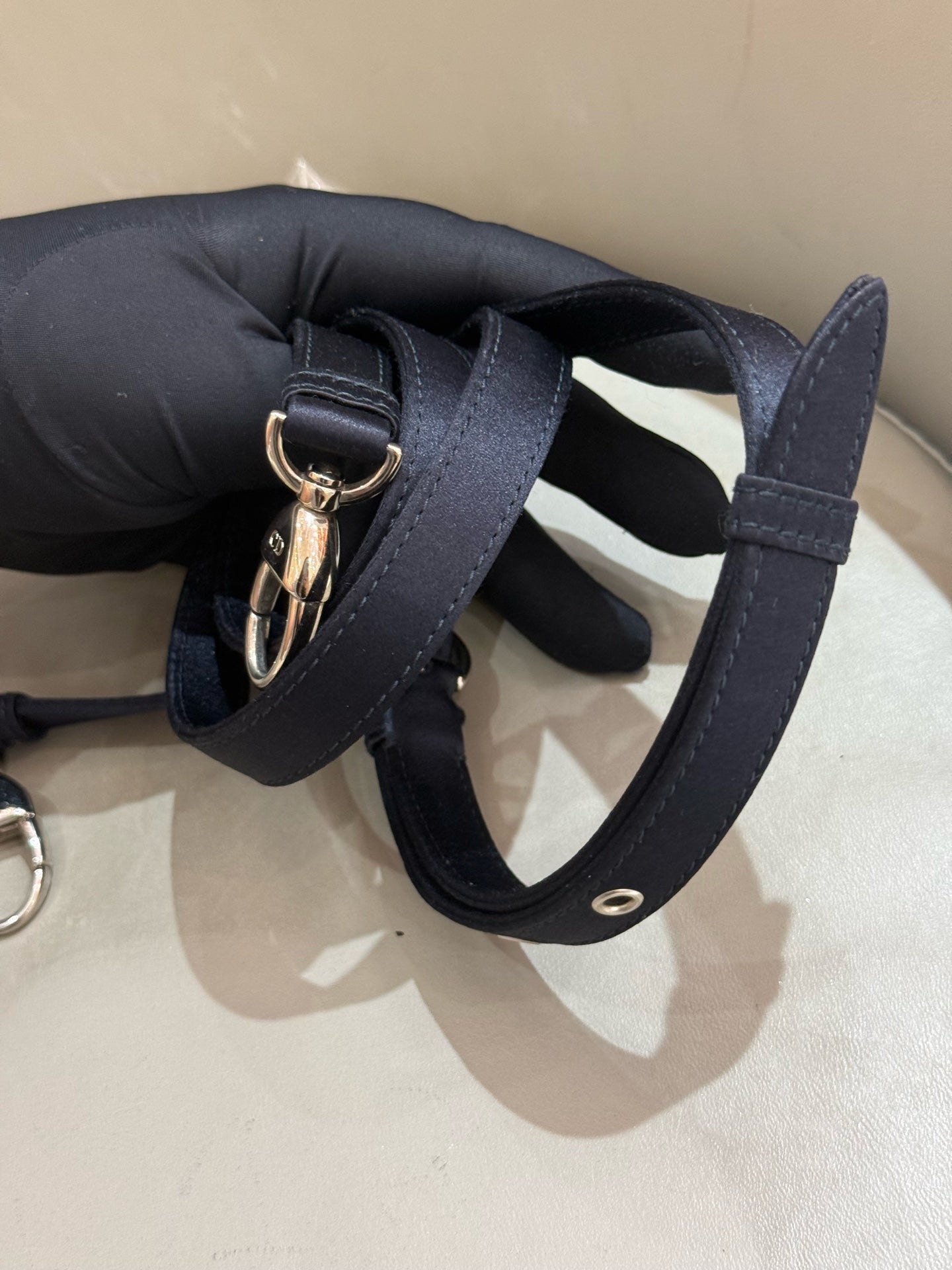 Dior - Lady Dior Mini - Satin with Crystal Embellishments - Navy Blue - (mini)