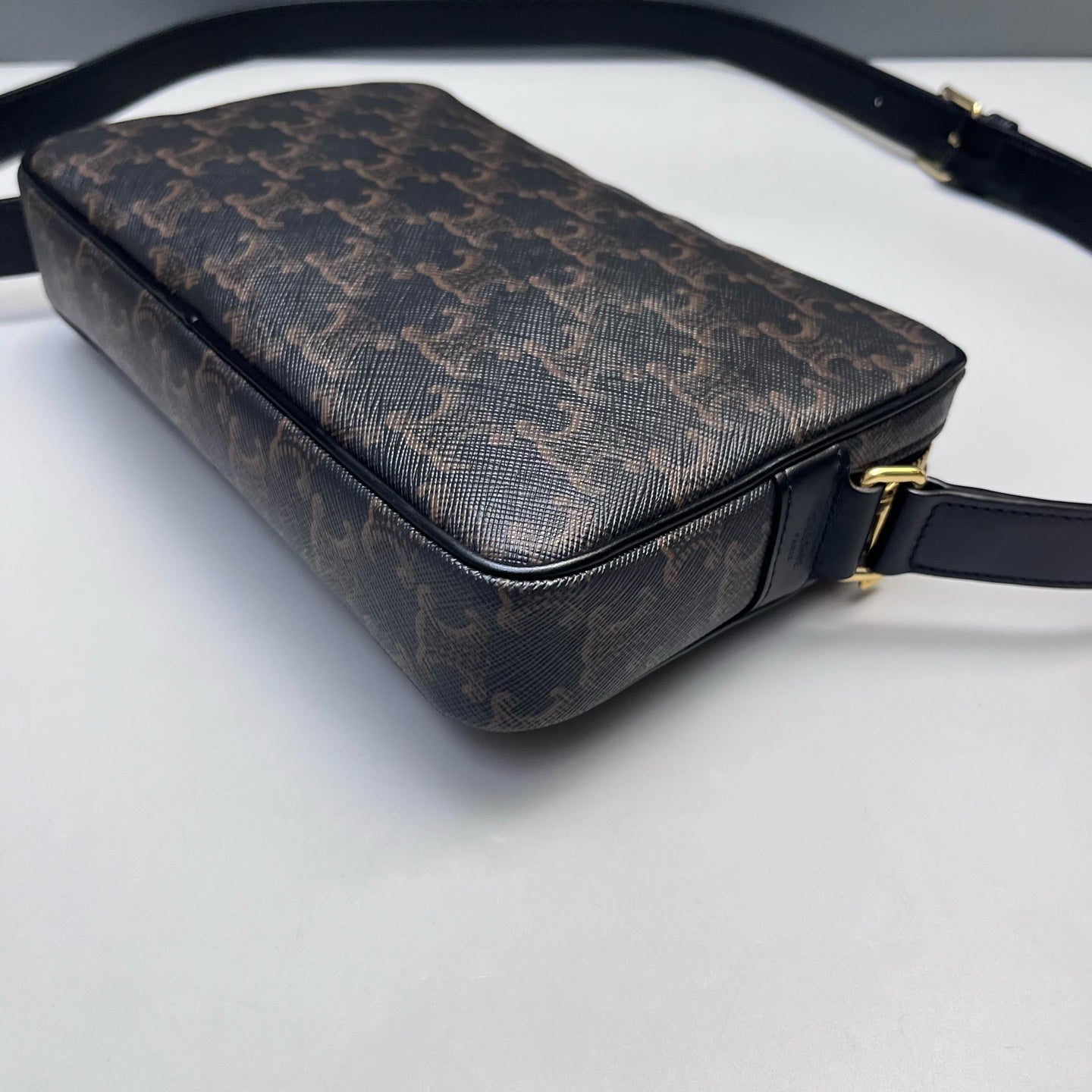 Celine - Triomphe Canvas Camera Bag - Coated canvas with leather trim - Brown - (medium)