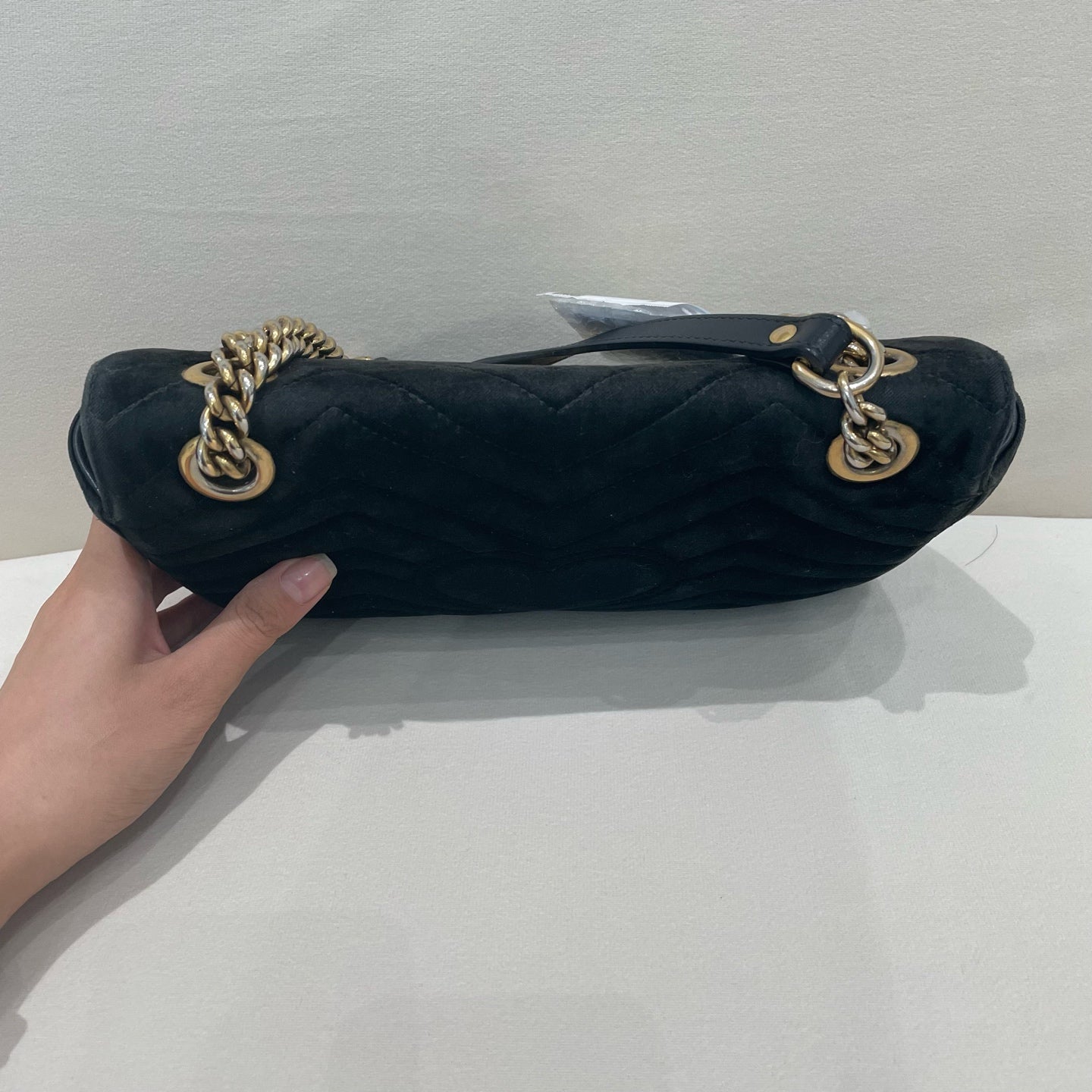 Gucci - GG Marmont Small Shoulder Bag - Velvet - Black - (small)