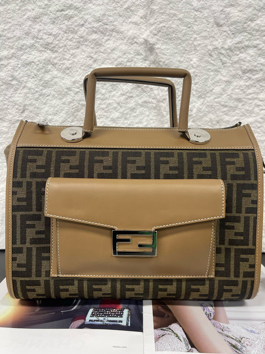 Fendi - SoftTrunk - Zucca monogram coated canvas with tan leather trim and suede side panels - Brown - (small)